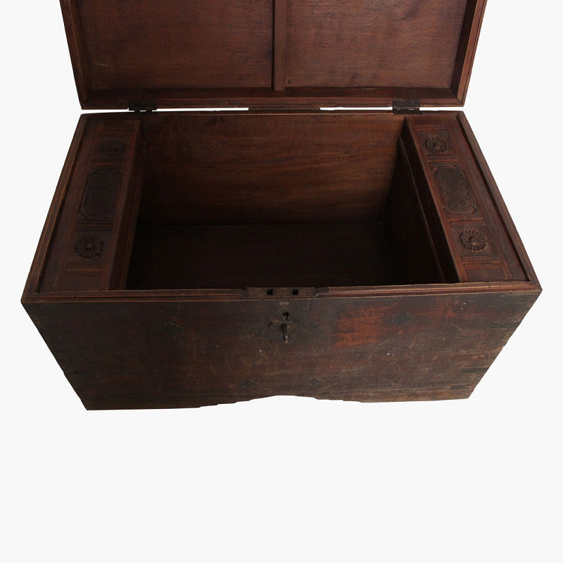 Cufăr Vintage Mare din Lemn de Tec cu Patină Autentică | Ladă de Depozitare (L 91 cm)