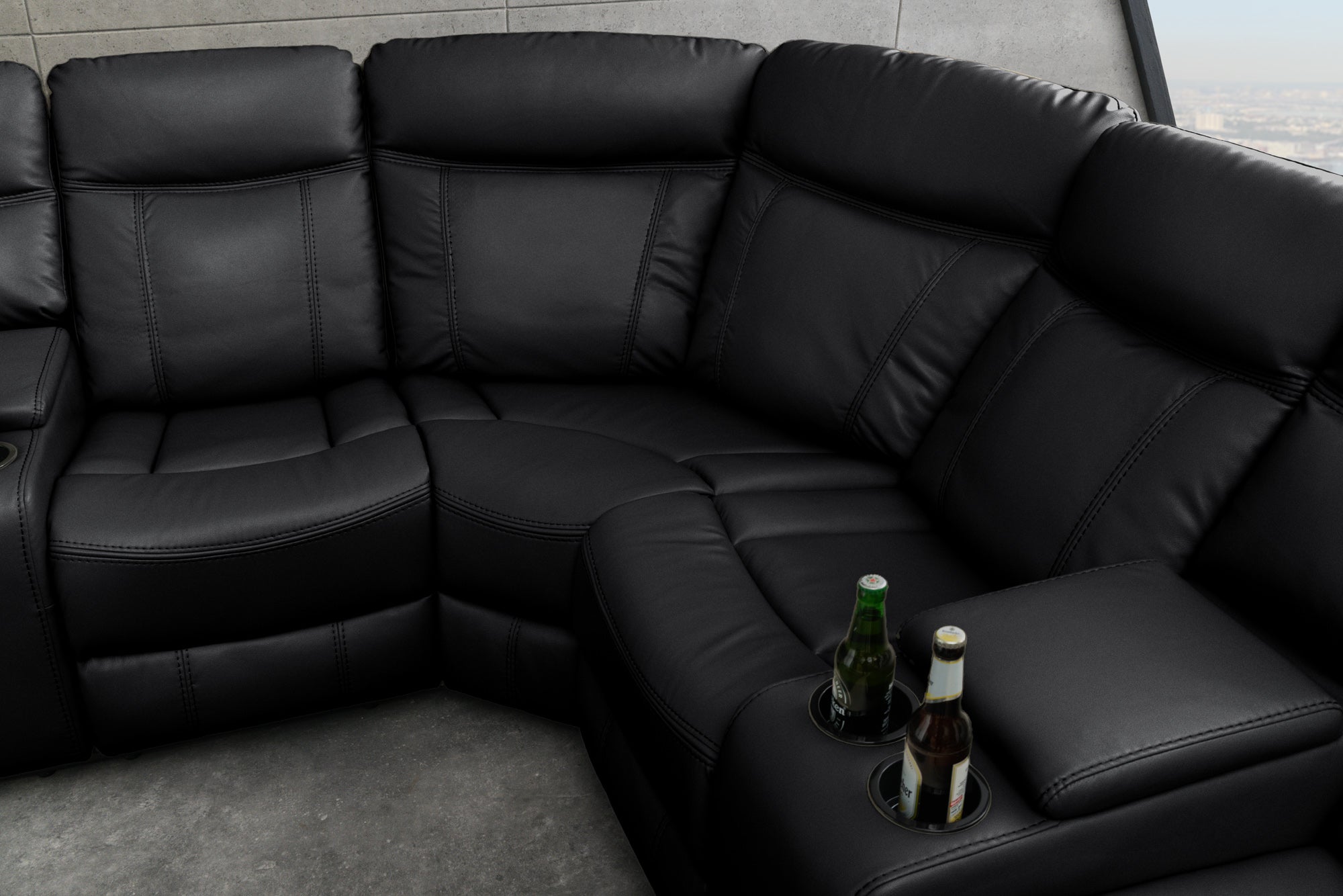 Invicta Fotoliu HOLLYWOD - 5 Locuri | Negru | 270x105x270 cm