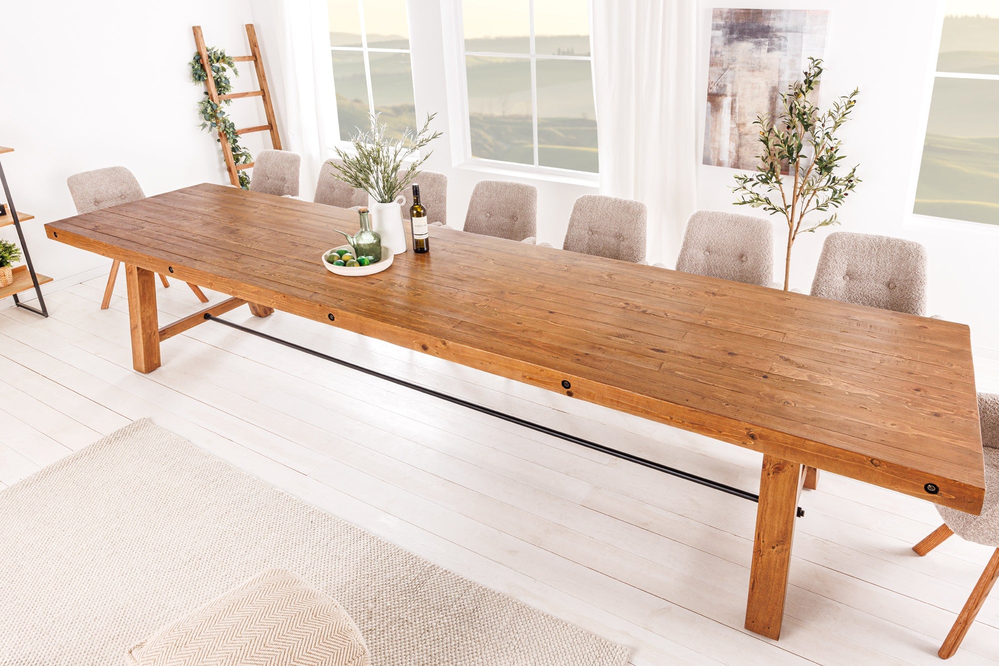 Invicta Masă dining FINCA - 300cm | Pin, Maro | 300x78x100 cm