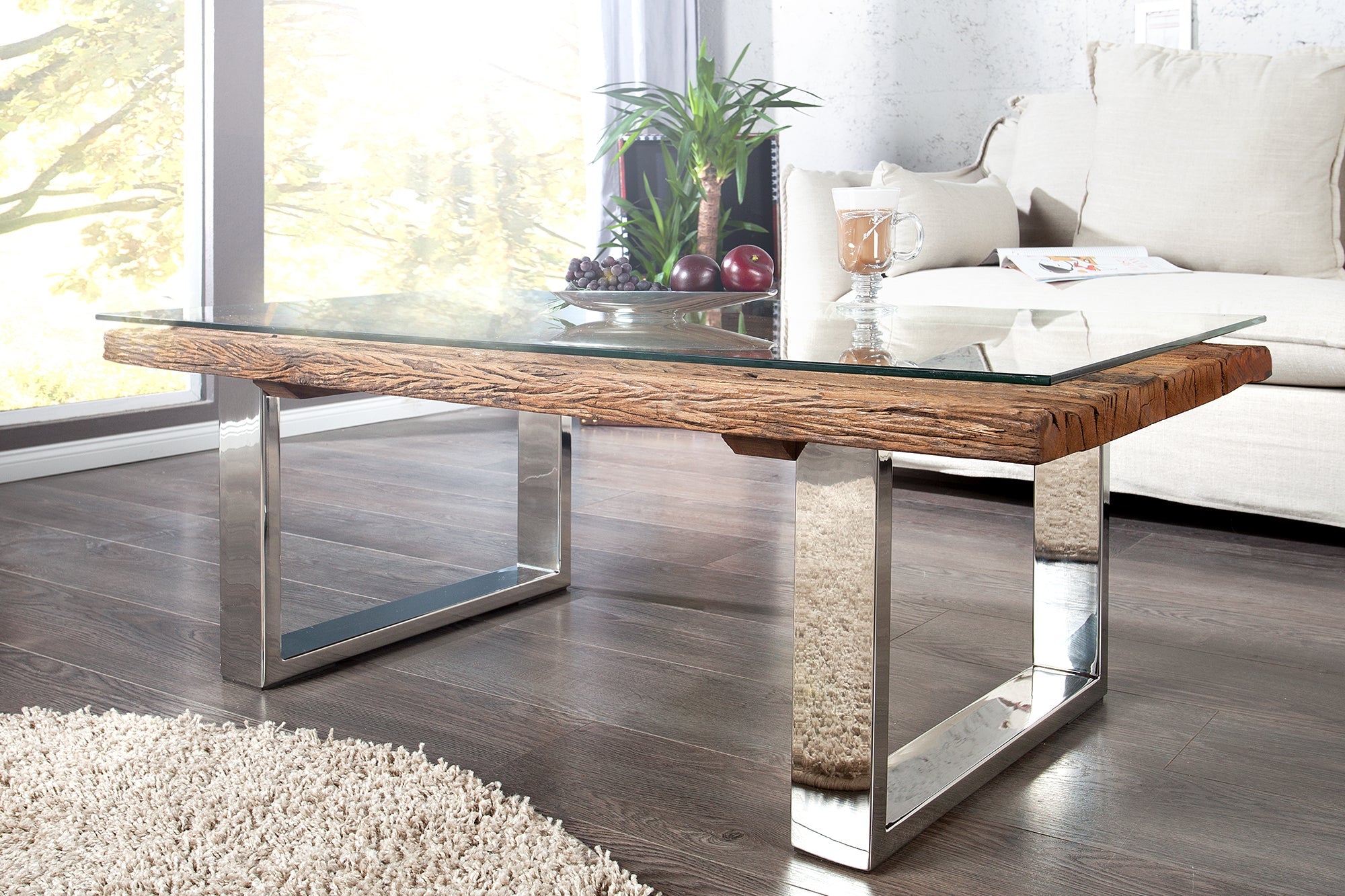 Invicta Masă cafea EUPHORIA BARRACUDA - 110cm | Sticlă | 110x40x60 cm