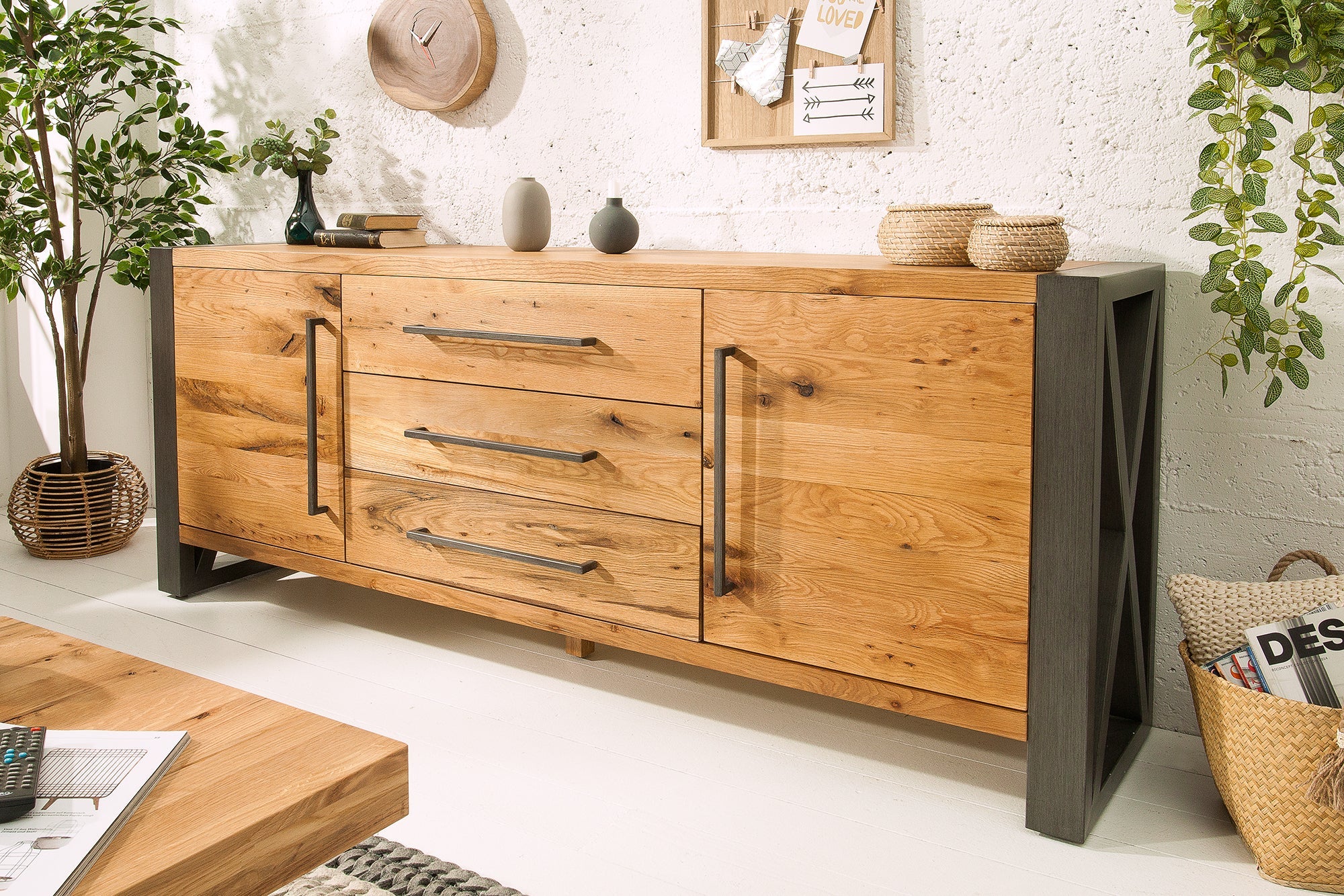 Invicta Comodă THOR - 200cm | Stejar | 200x81x45 cm