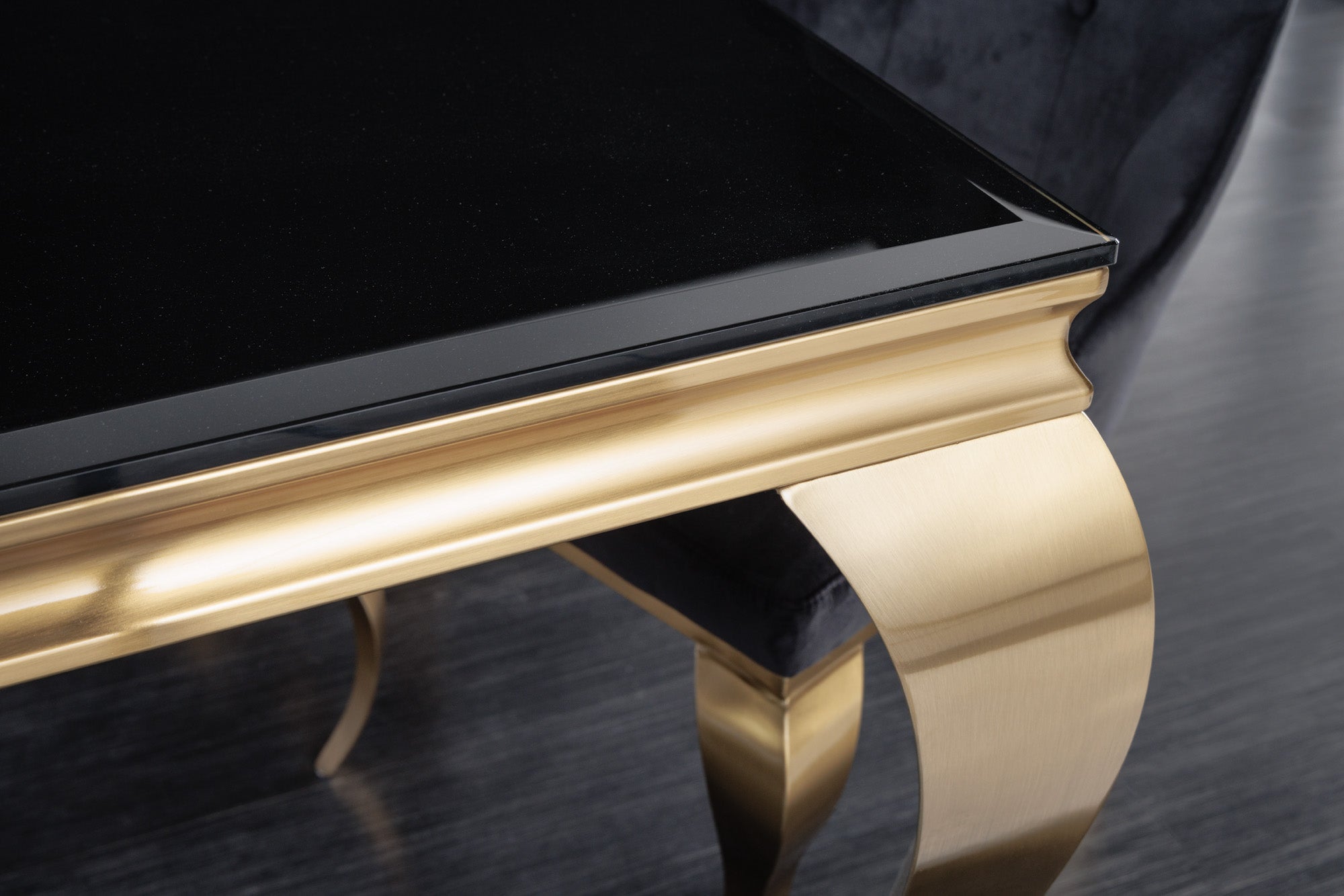 Invicta Masă dining MODERN BAROCK - 180cm | Sticlă, Negru | 180x75x90 cm