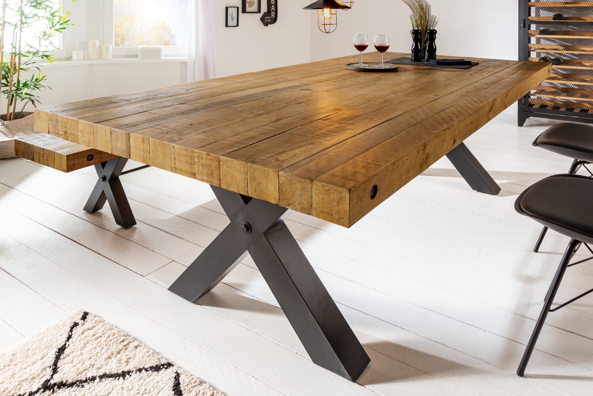 Invicta Masă dining THOR - 200cm | Pin, Maro | 200x76x100 cm