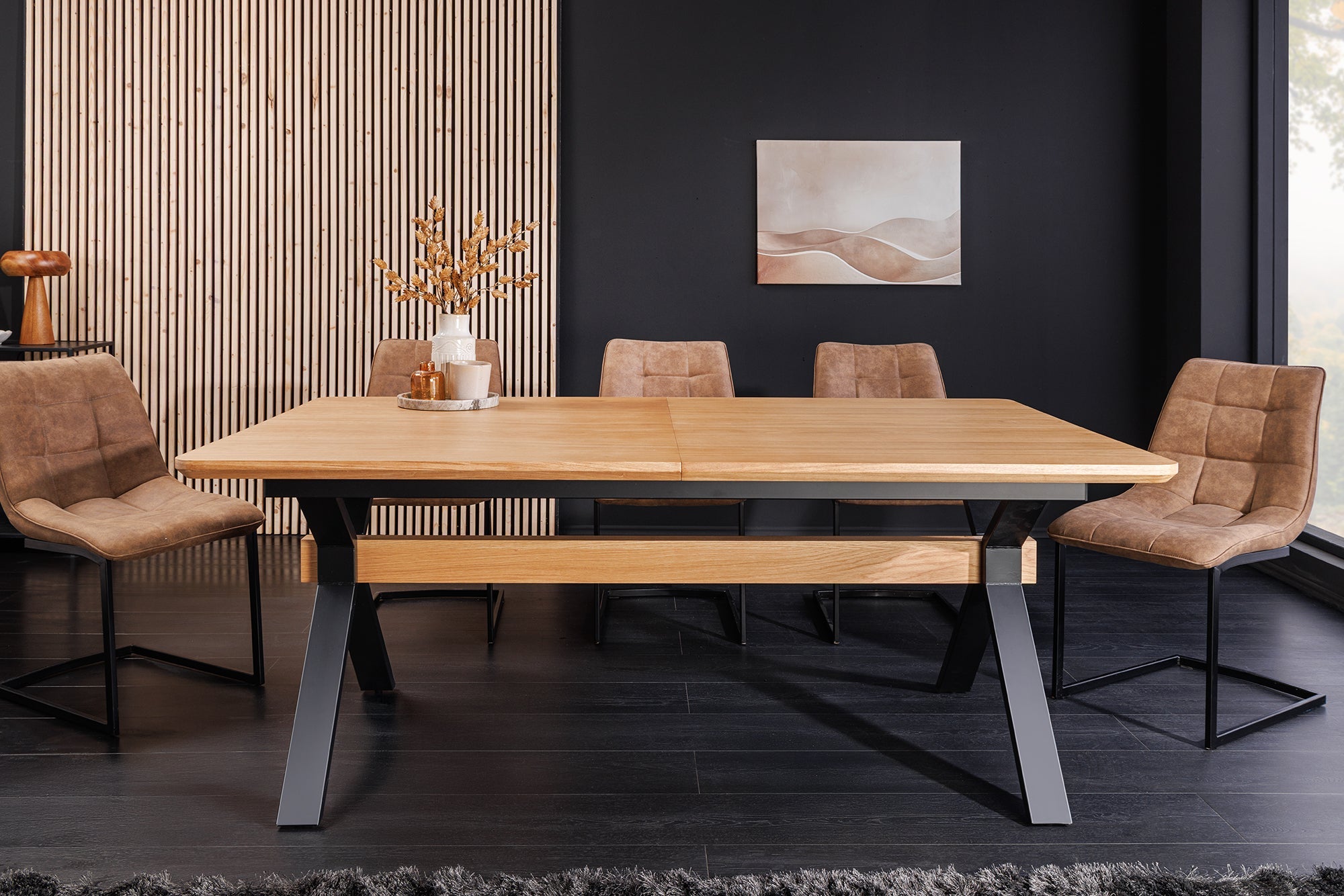 Invicta Masă dining GIANT - 300cm | Stejar, Metal, Negru