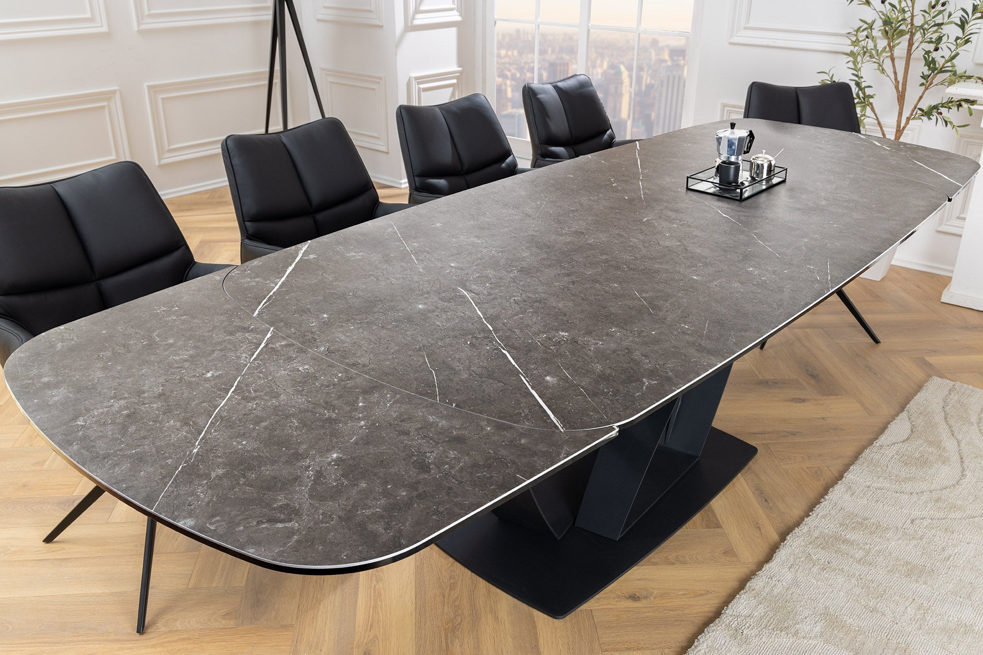 Invicta Masă dining PAPILLON - 260cm | Marmură, Sticlă, Roșu | 260x76x95 cm