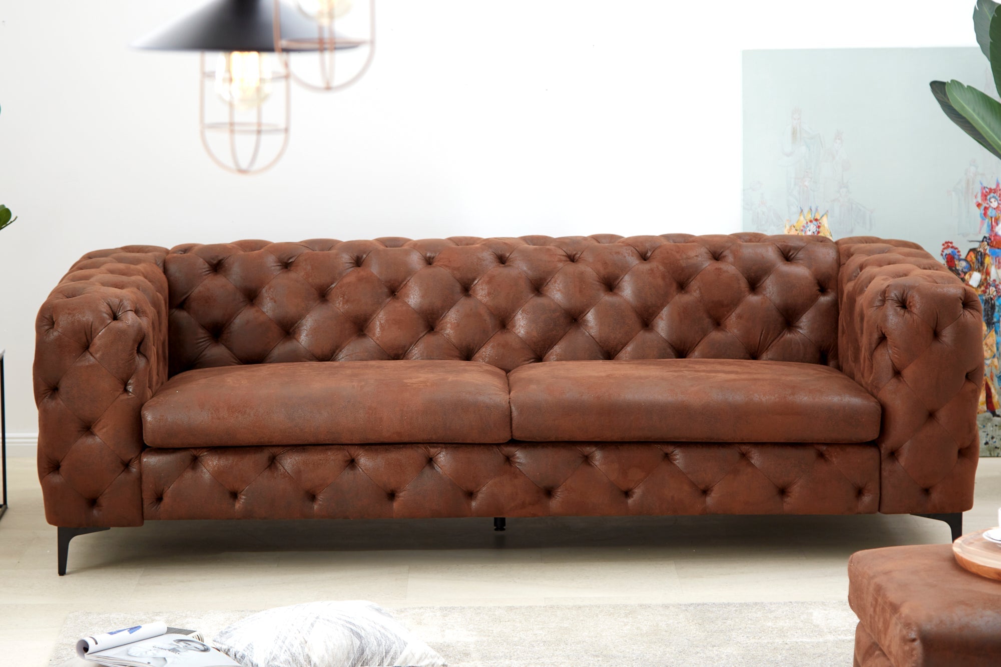 Invicta Canapea MODERN BAROCK - 240cm, 3 Locuri | Microfibră, Maro | 235x72x95 cm