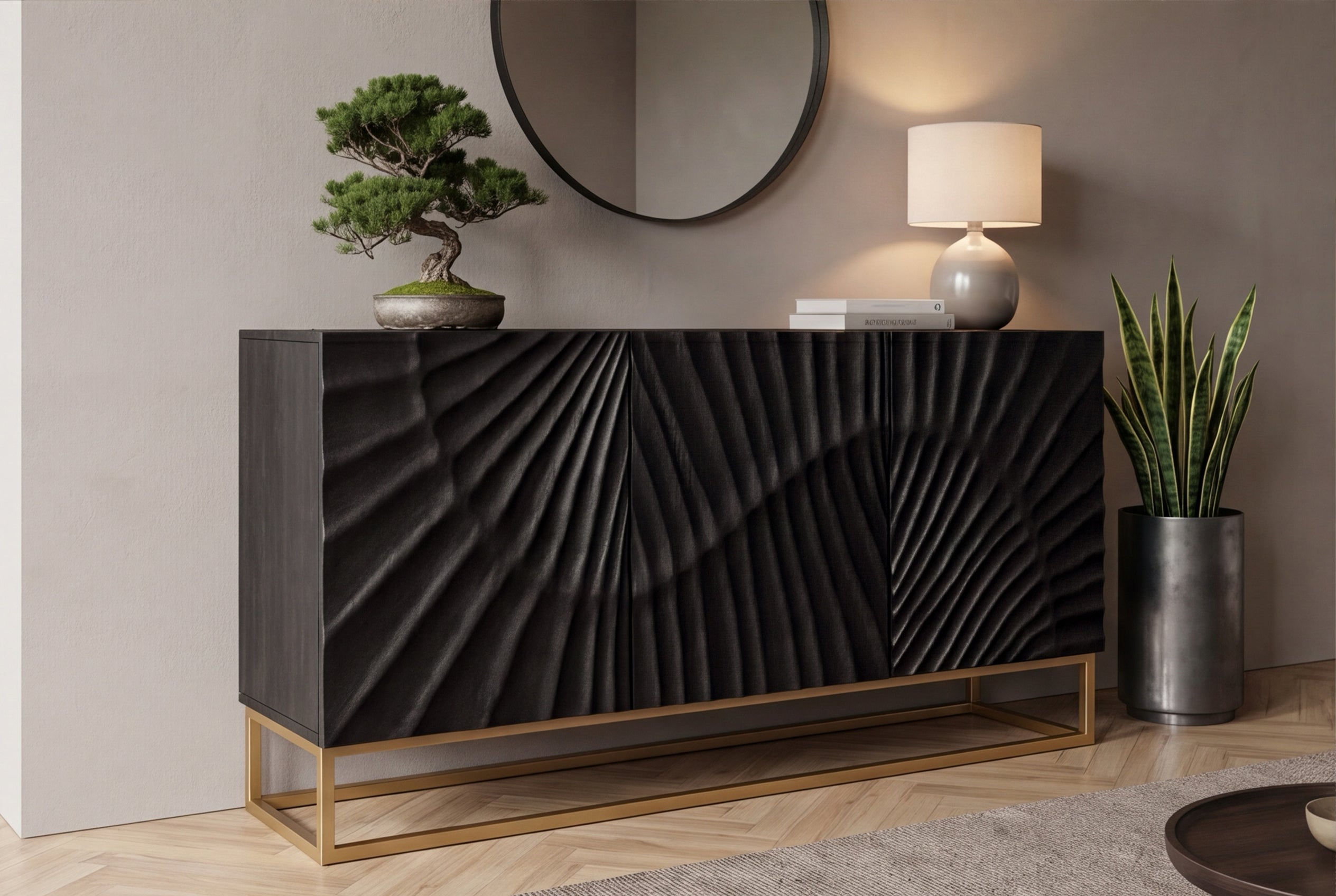 Invicta Comodă SCORPION - 140cm | Mango, Negru | 140x75x38.5 cm