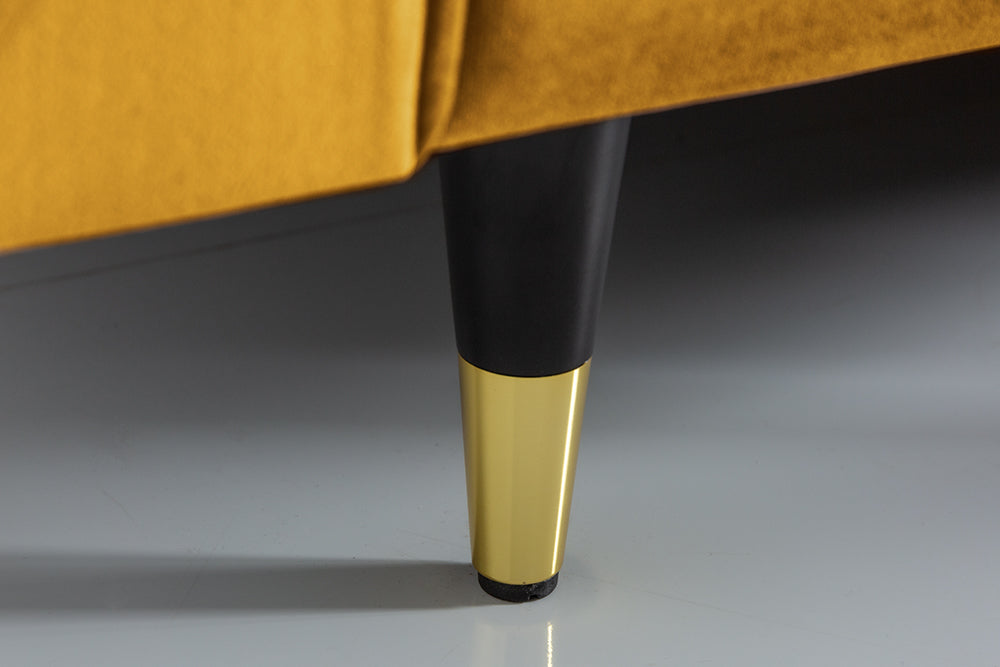 Invicta Canapea COZY VELVET - 220cm, 3 Locuri | Catifea, Galben Muștar | 220x90x85 cm