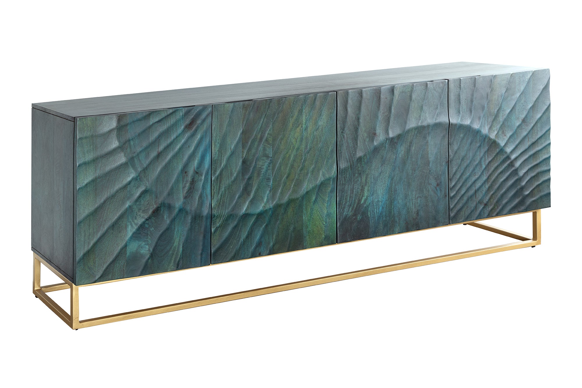 Invicta Comodă SCORPION - 180cm | Mango, Auriu | 177x76x38 cm