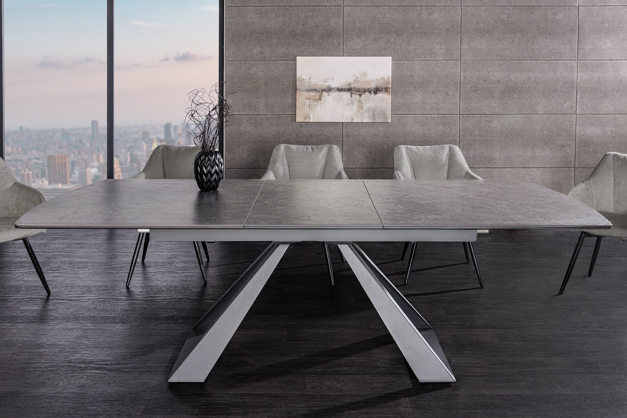 Invicta Masă dining CONCORD - 230cm | Marmură, Sticlă, Țesătură Cord, Roșu
