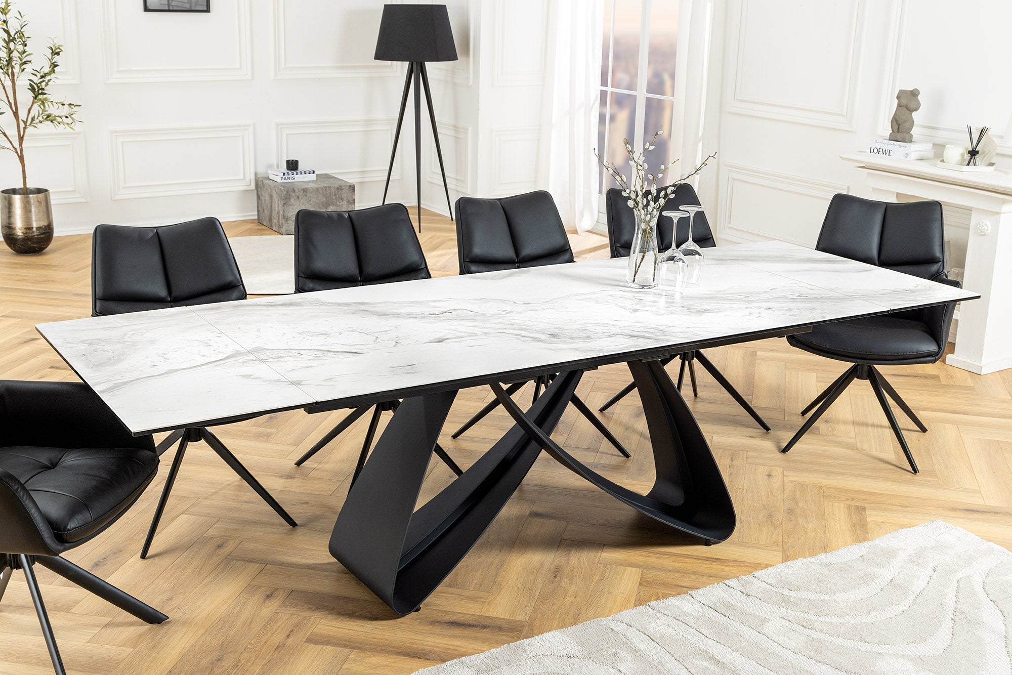 Invicta Masă dining INFINITY - 260cm | Marmură, Sticlă, Alb | 260x76x90 cm