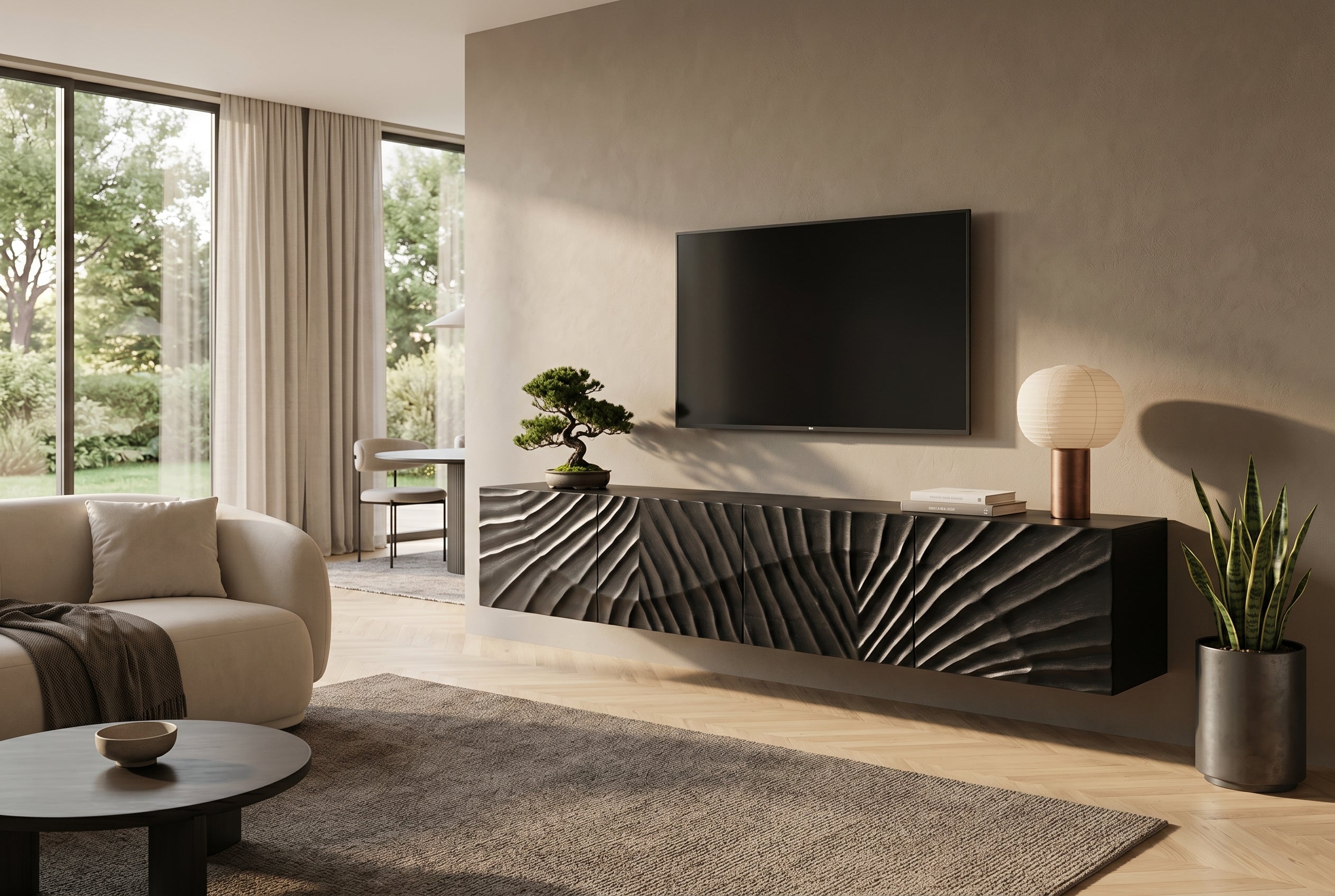 Invicta Comodă TV TV - 200cm | Mango, Negru | 200x35x33 cm