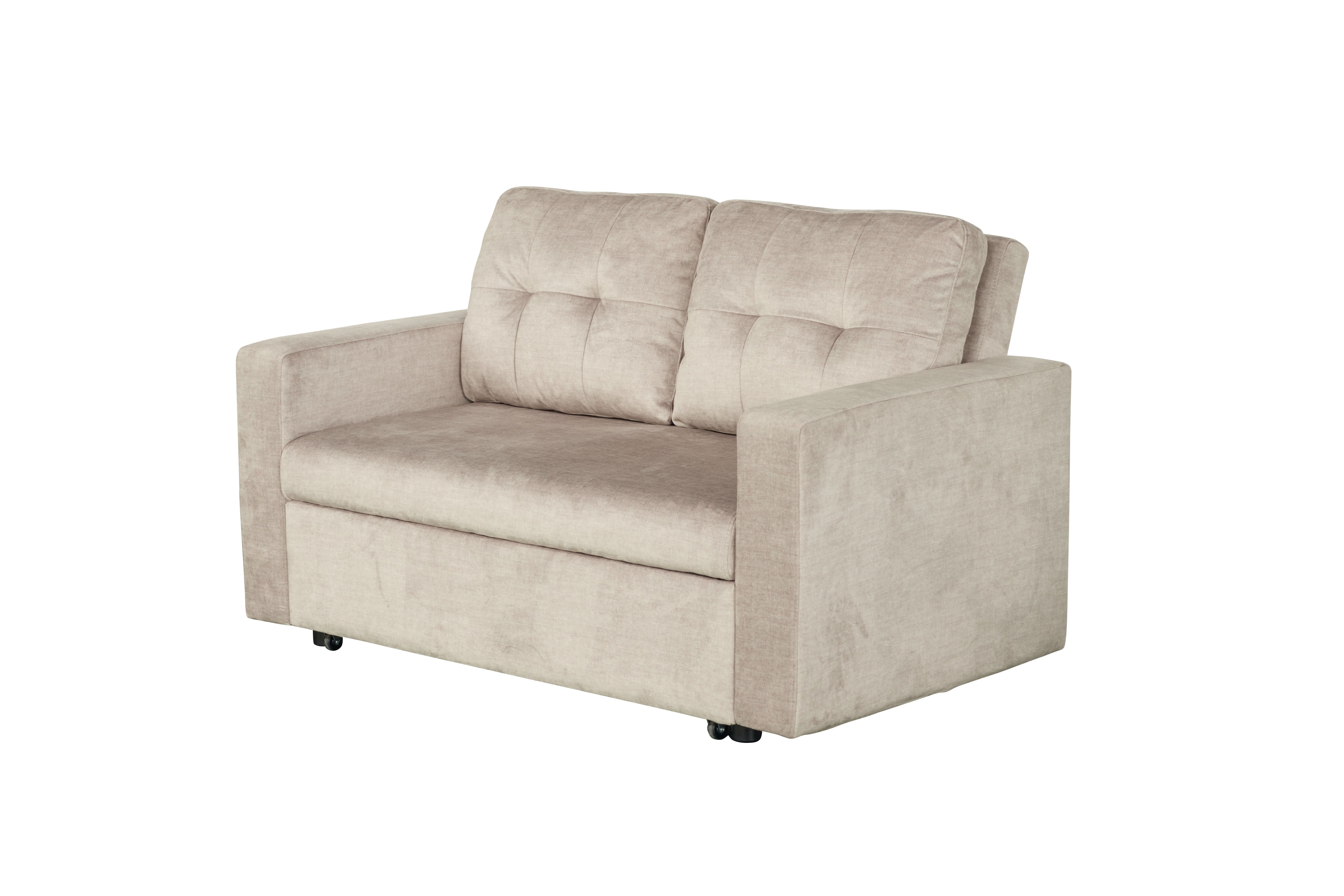 Invicta Canapea extensibilă SMART - 140cm, 2 Locuri | Catifea, Bej | 142x82x86 cm