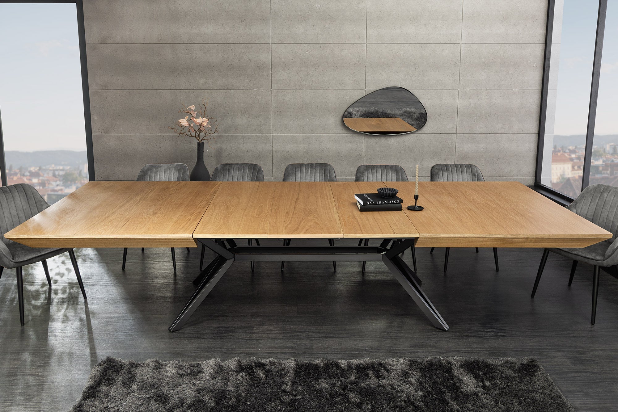 Invicta Masă dining GIANT - 320cm | Stejar, Metal, Negru