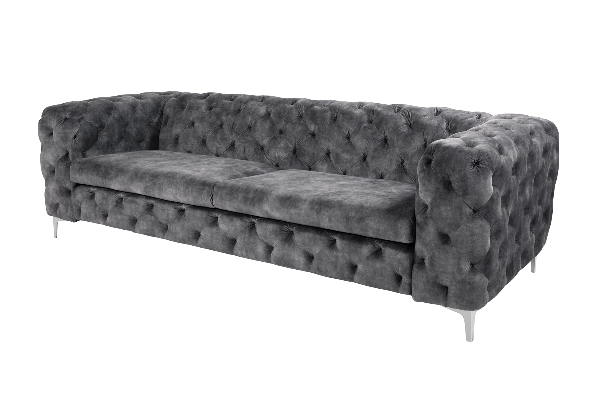 Invicta Canapea MODERN BAROCK - 240cm, 3 Locuri | Catifea, Gri | 235x72x95 cm