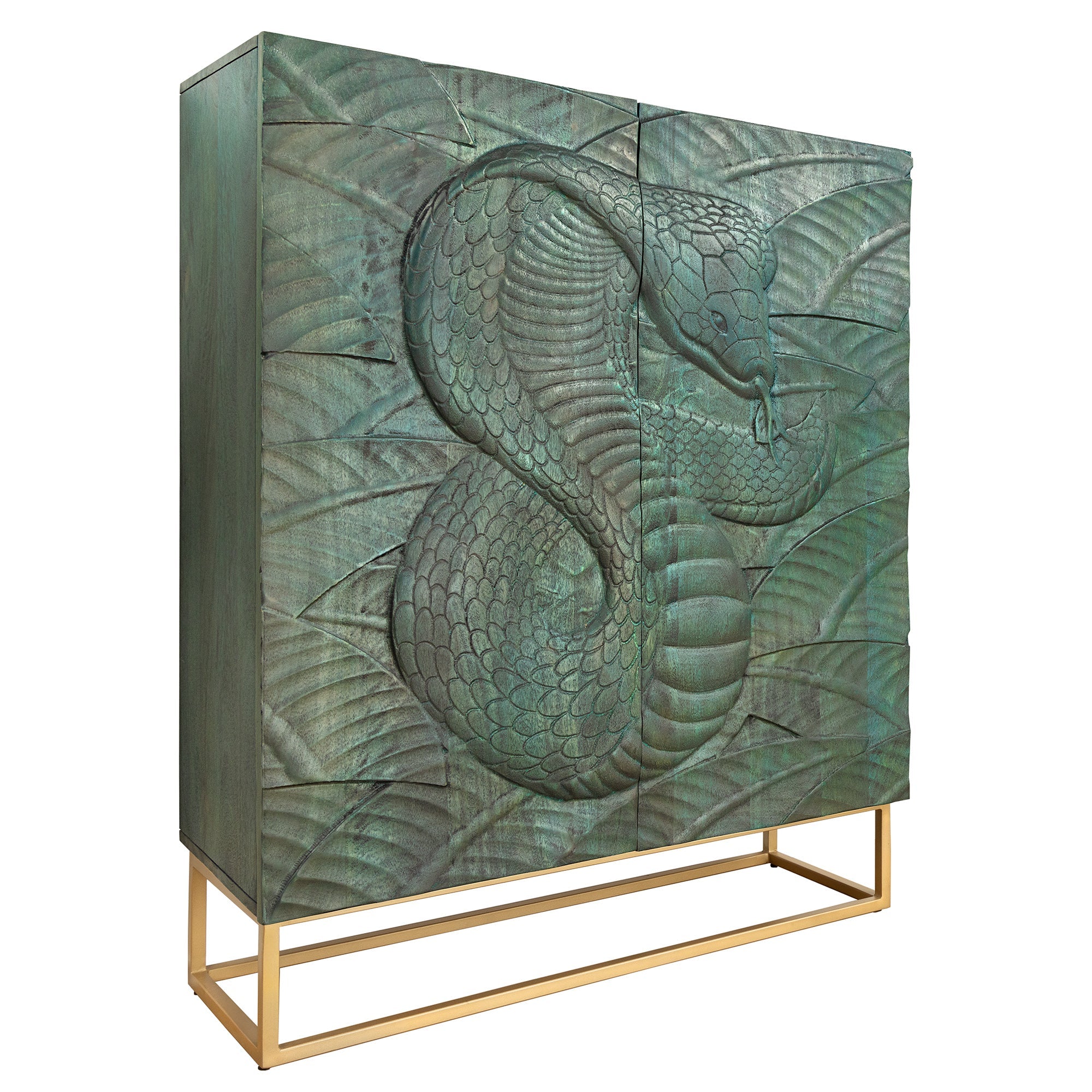 Invicta Vitrină înaltă SNAKE - 120cm | Mango, Turcoaz | 100x120x38 cm