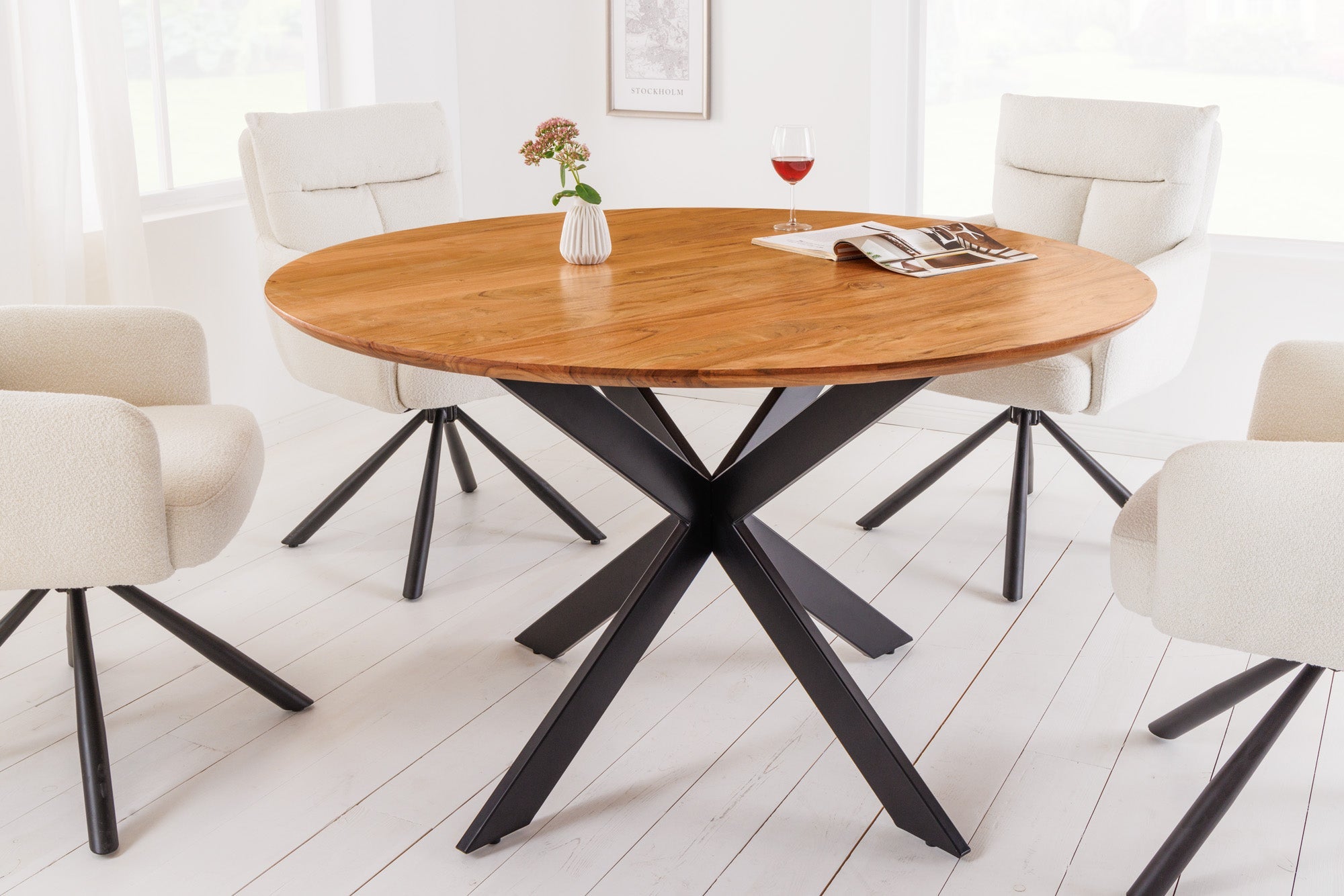 Invicta Masă dining GALAXIE - 130cm | Acacia | 130x77x130 cm