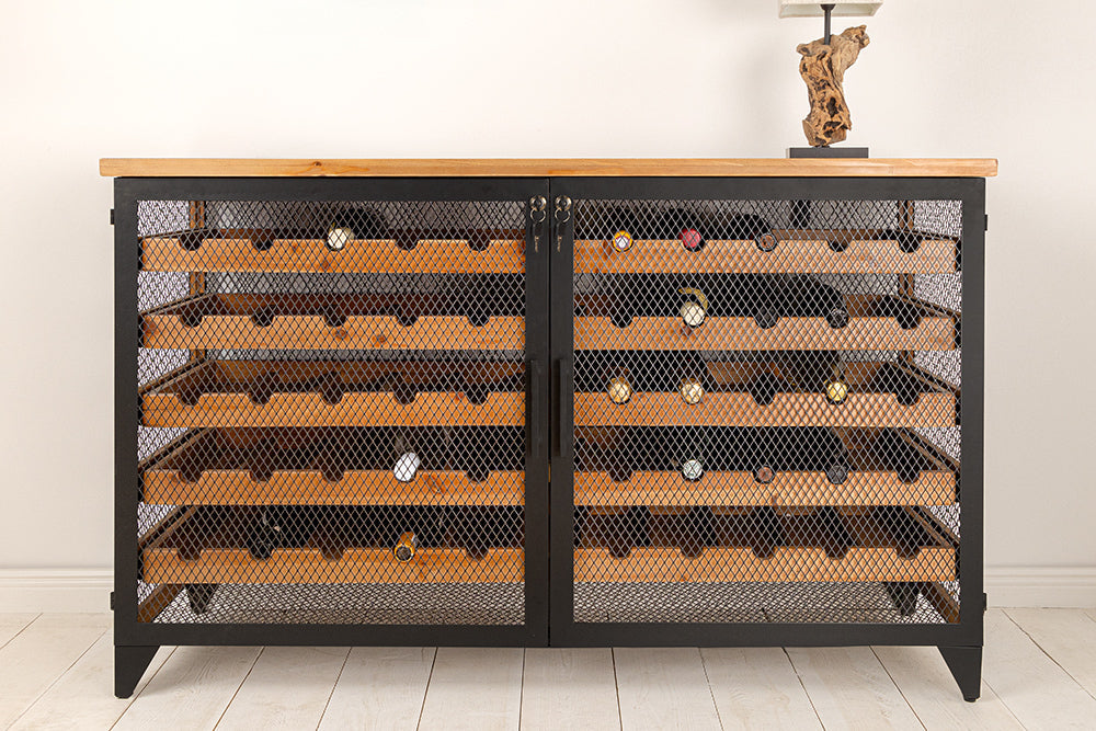 Invicta Dulap BODEGA - 130cm | Metal, Negru | 127x80x40 cm