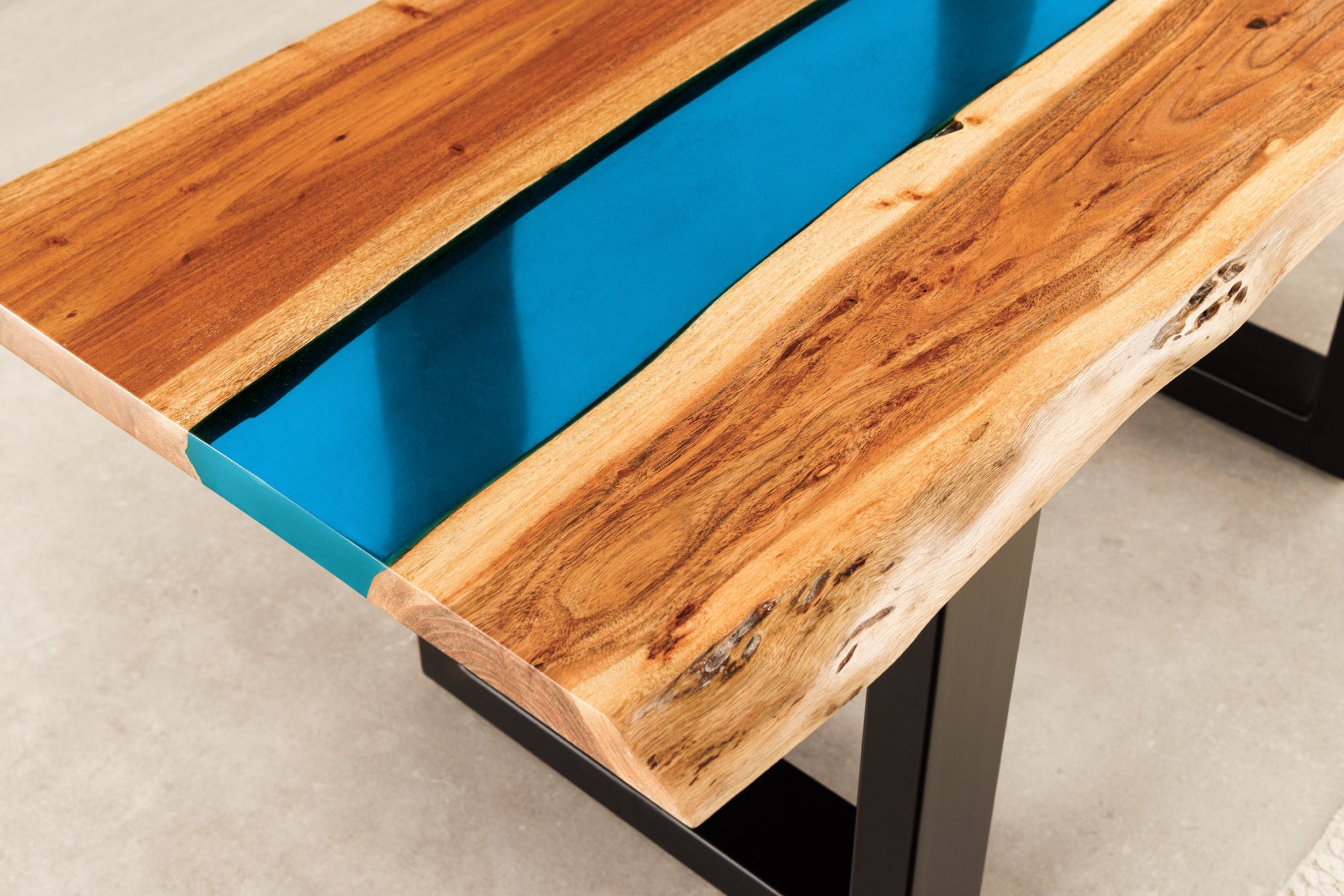 Invicta Masă cafea LIQUID - 110cm | Acacia, Albastru | 110x45x50 cm