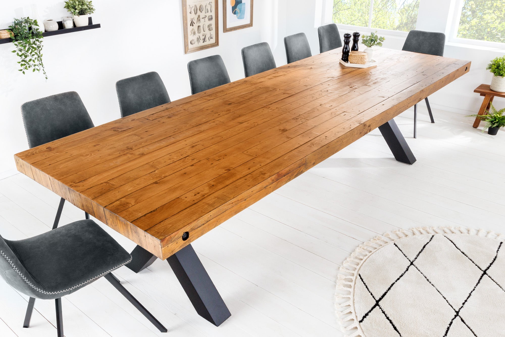 Invicta Masă dining THOR - 300cm | Pin, Maro | 300x76x400 cm