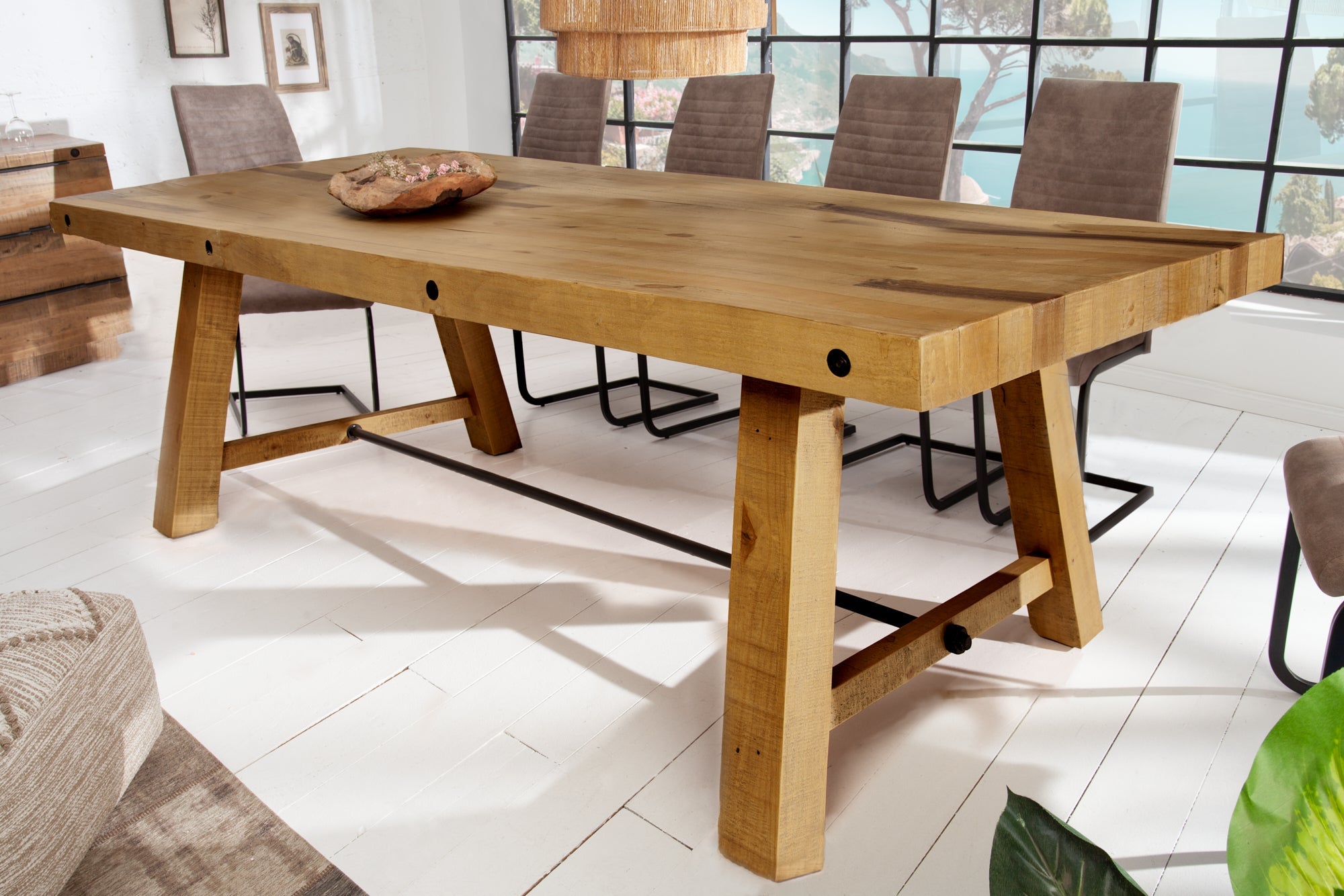 Invicta Masă dining FINCA - 240cm | Pin, Maro | 240x76x110 cm