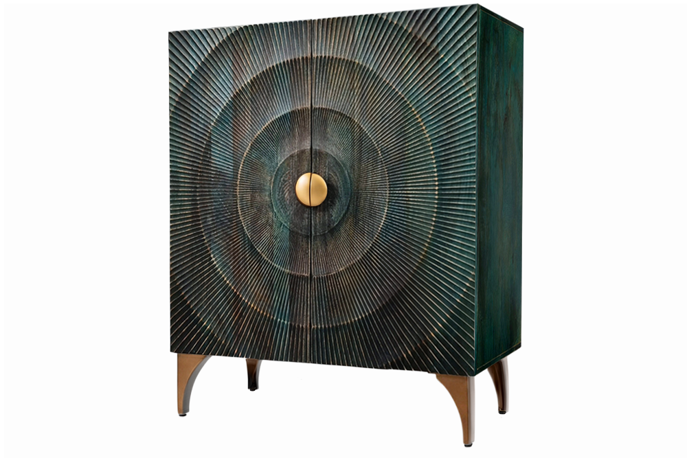 Invicta Vitrină înaltă GOLDEN SUNSET - 120cm | Mango, Auriu | 100x120x38 cm