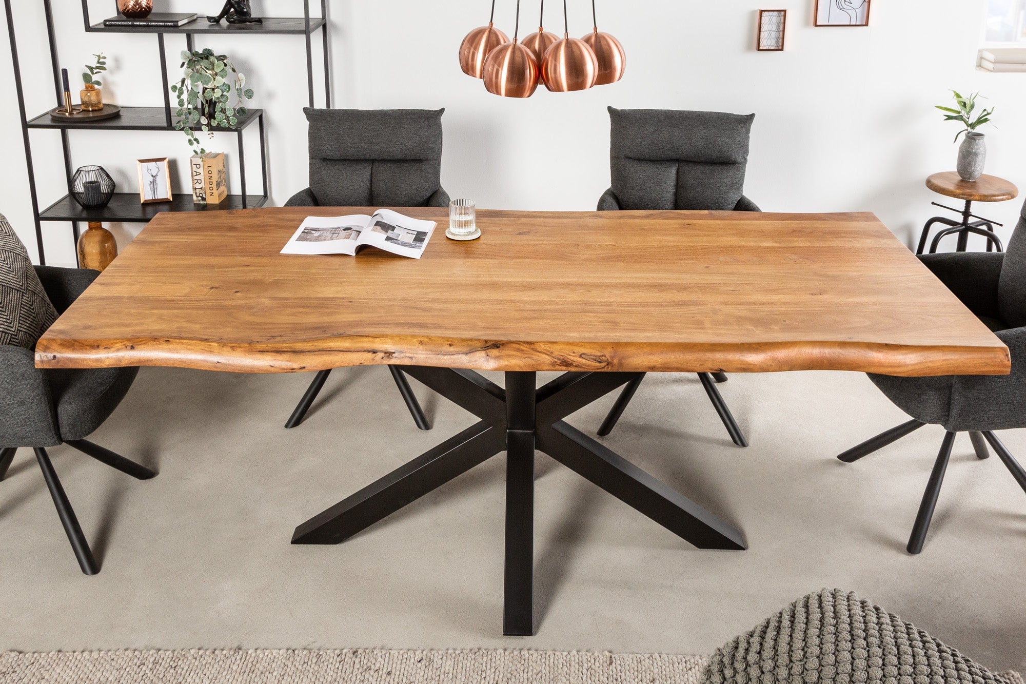 Invicta Masă dining MAMMUT NATURE - 220cm | Acacia, Natural | 220x77x100 cm