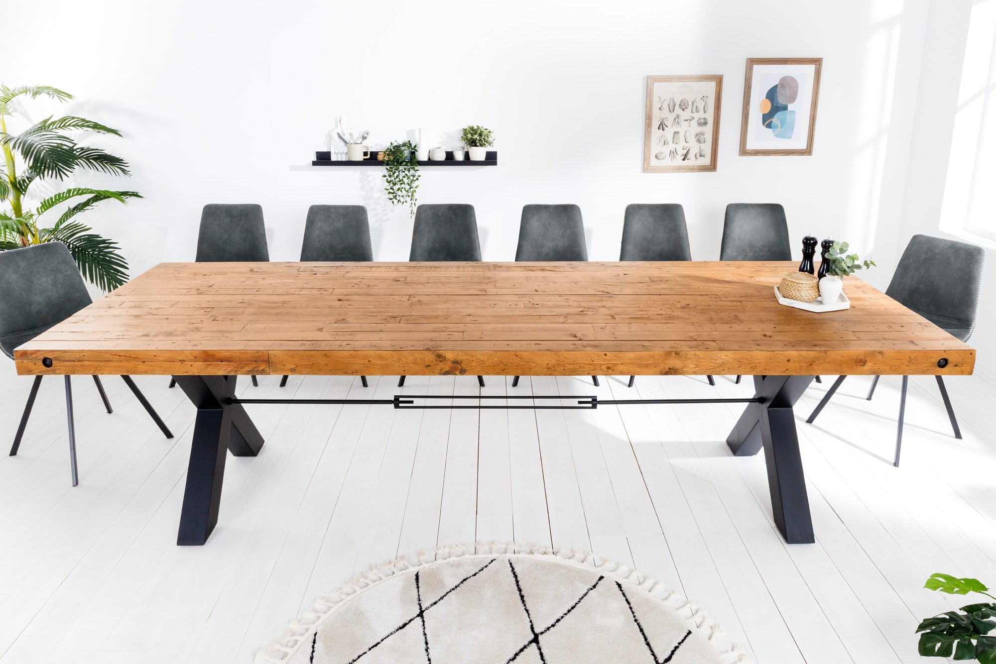 Invicta Masă dining THOR - 300cm | Pin, Maro | 300x76x400 cm