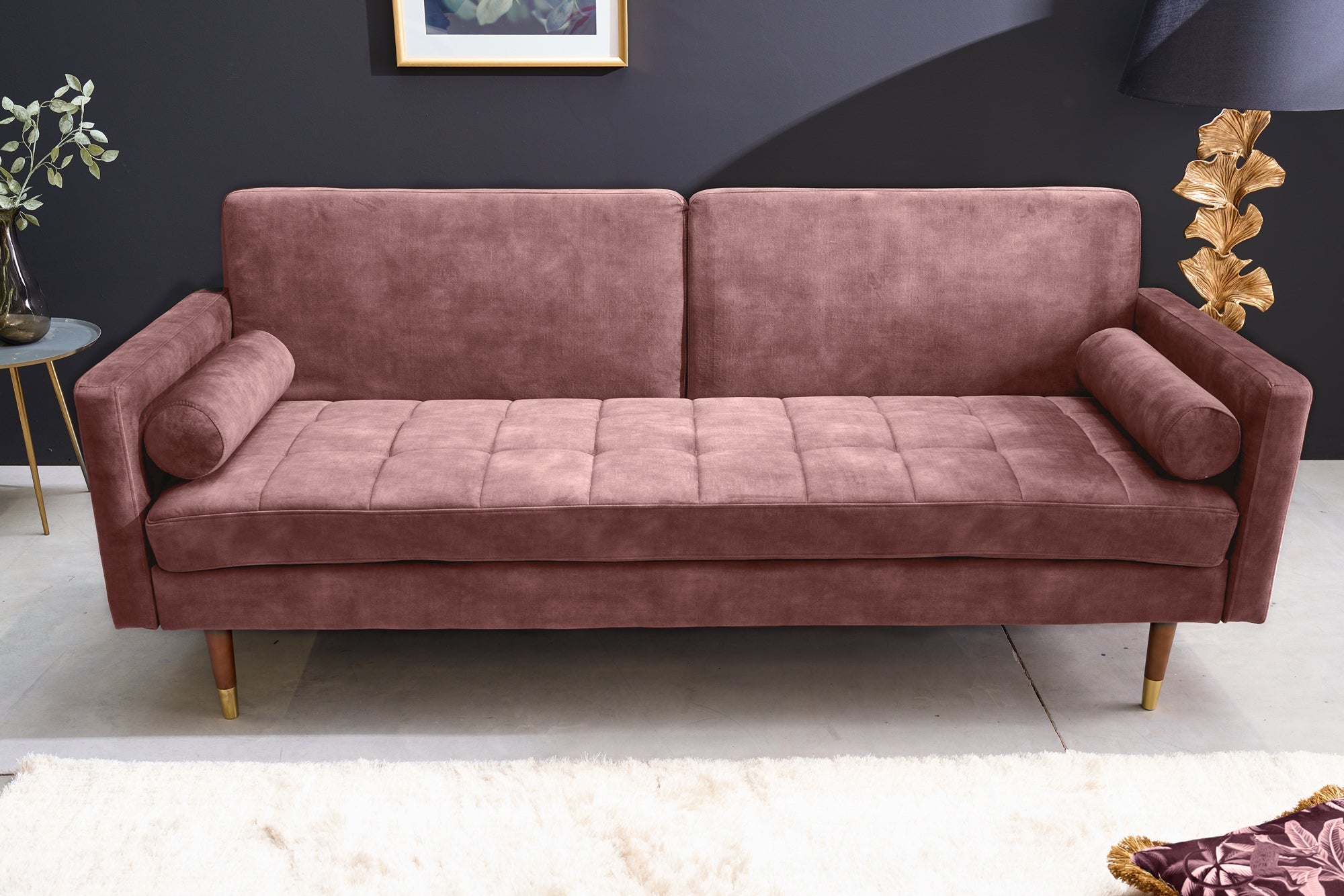 Invicta Canapea extensibilă COUTURE - 200cm | Roz | 196x80x74 cm