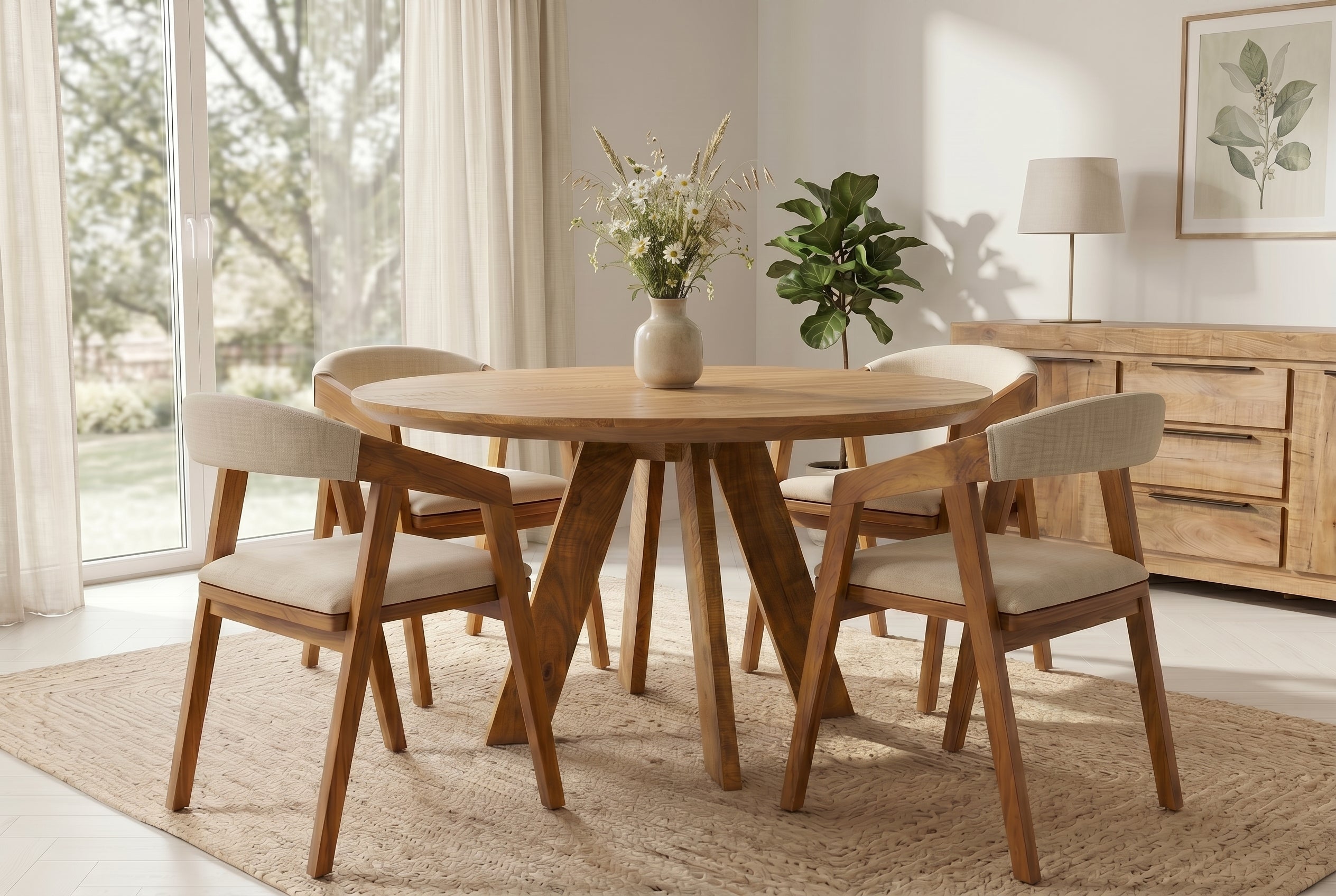 Invicta Masă dining ART WOOD - 120cm | Mango, Maro | 120x76x120 cm