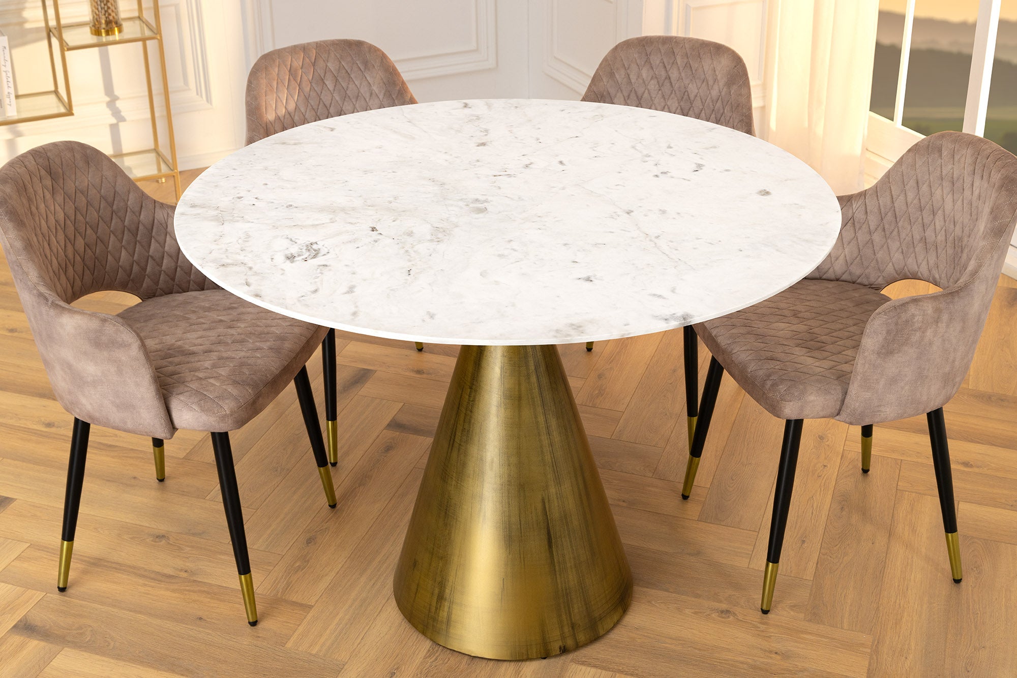 Invicta Masă dining ELEGANCIA - 100cm | Marmură, Alb | 100x77x100 cm