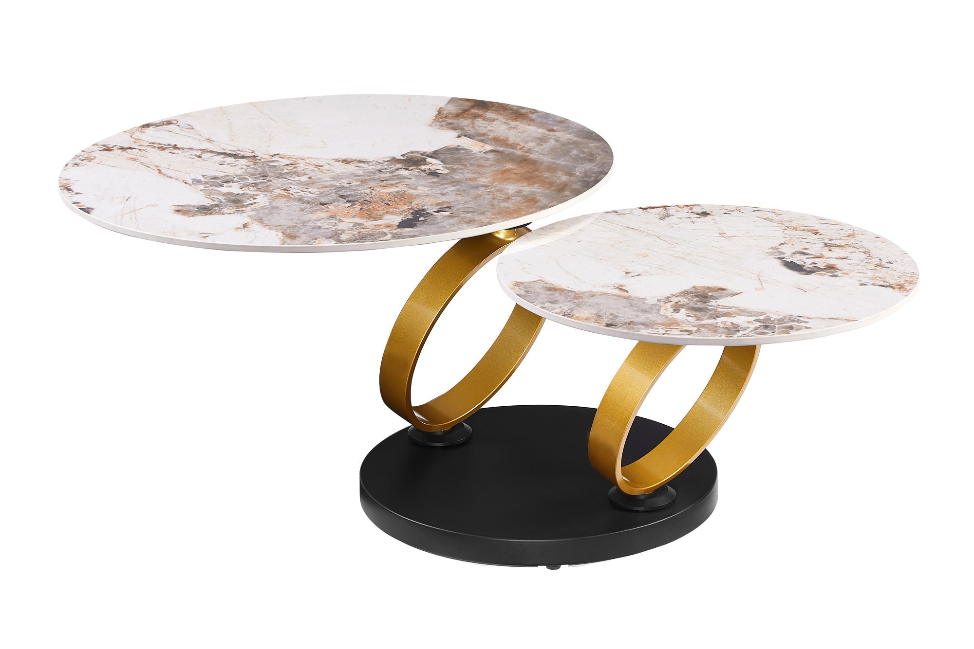 Invicta Masă cafea DANCING RINGS | Auriu | 135x43x80 cm