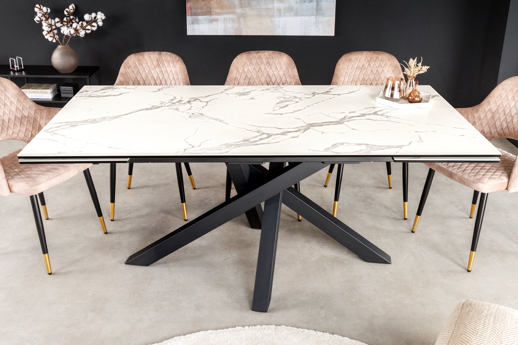 Invicta Masă dining MARVELOUS - 260cm | Marmură, Alb | 180x76x90 cm