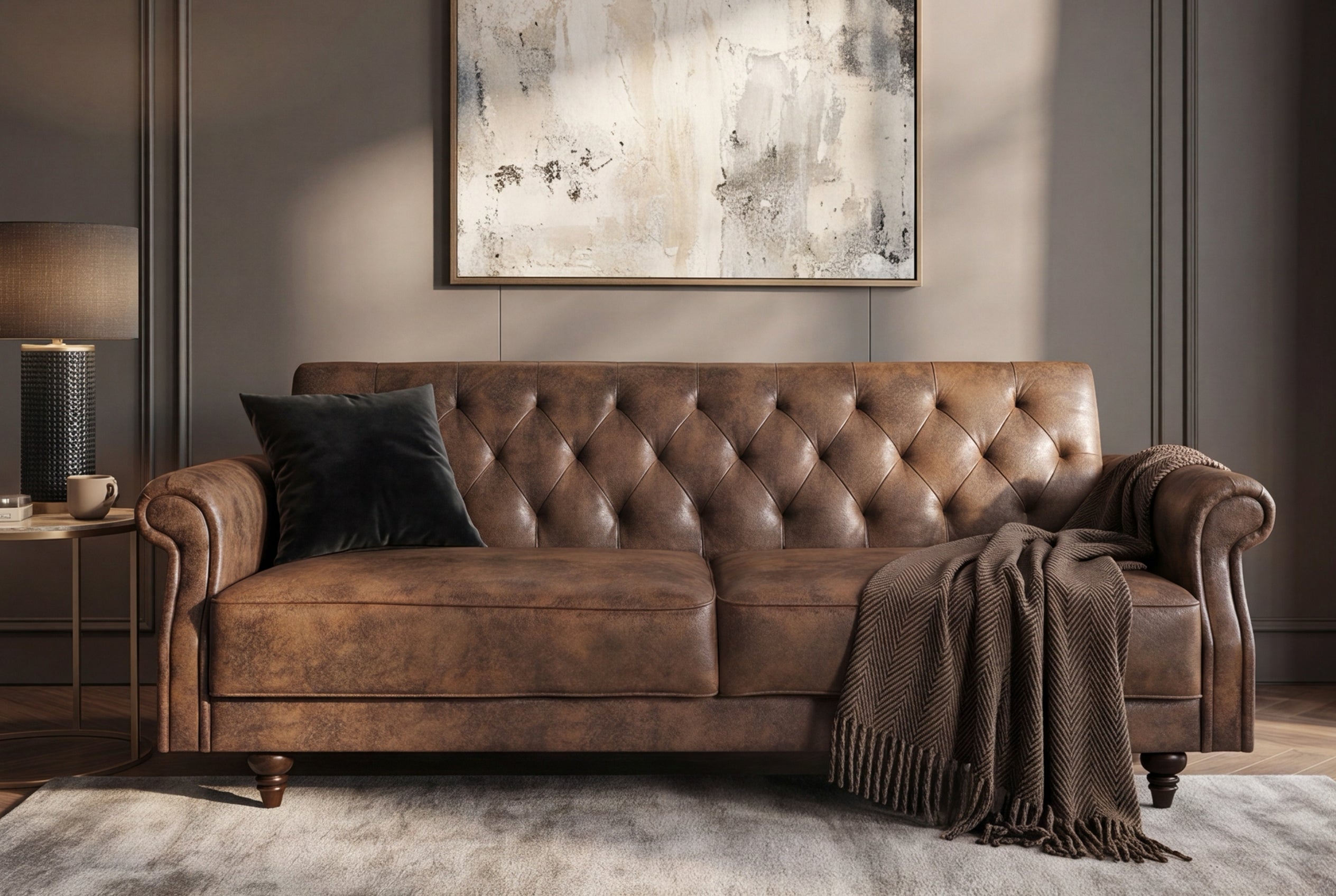 Invicta Canapea extensibilă MAISON BELLE AFFAIRE - 220cm | Microfibră, Maro | 220x88x95 cm