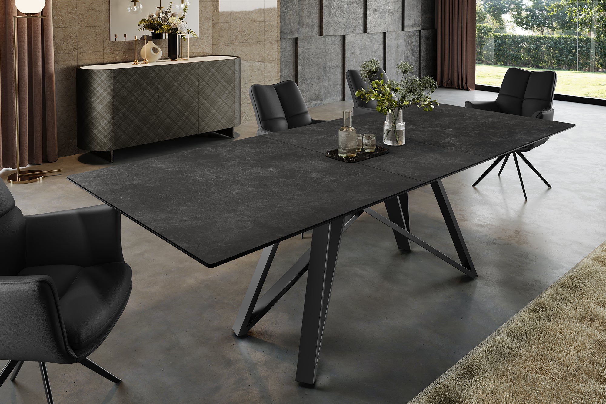 Invicta Masă dining ATLAS - 200cm | Marmură, Sticlă, Roșu