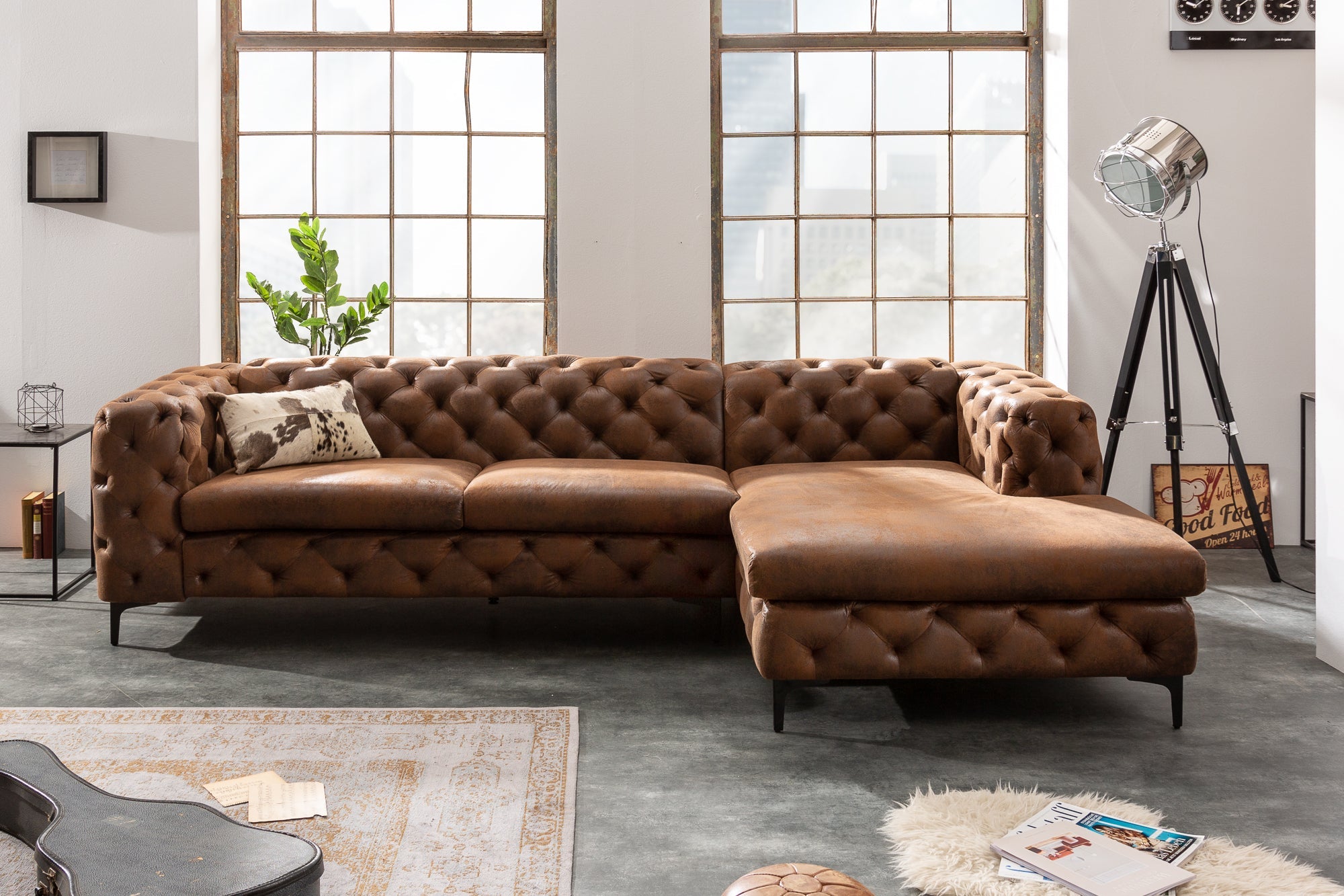 Invicta Canapea MODERN BAROCK - 275cm | Microfibră, Maro | 275x72x160 cm