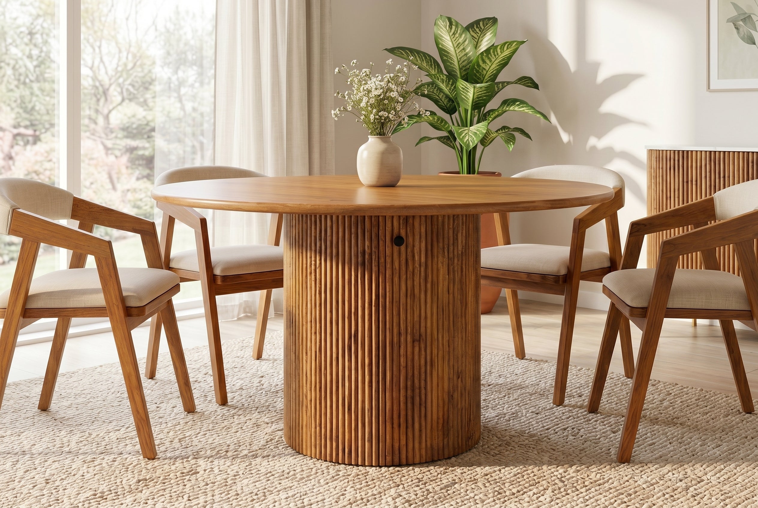 Invicta Masă dining TRES CHIC - 120cm | Mango, Maro | 120x76x120 cm