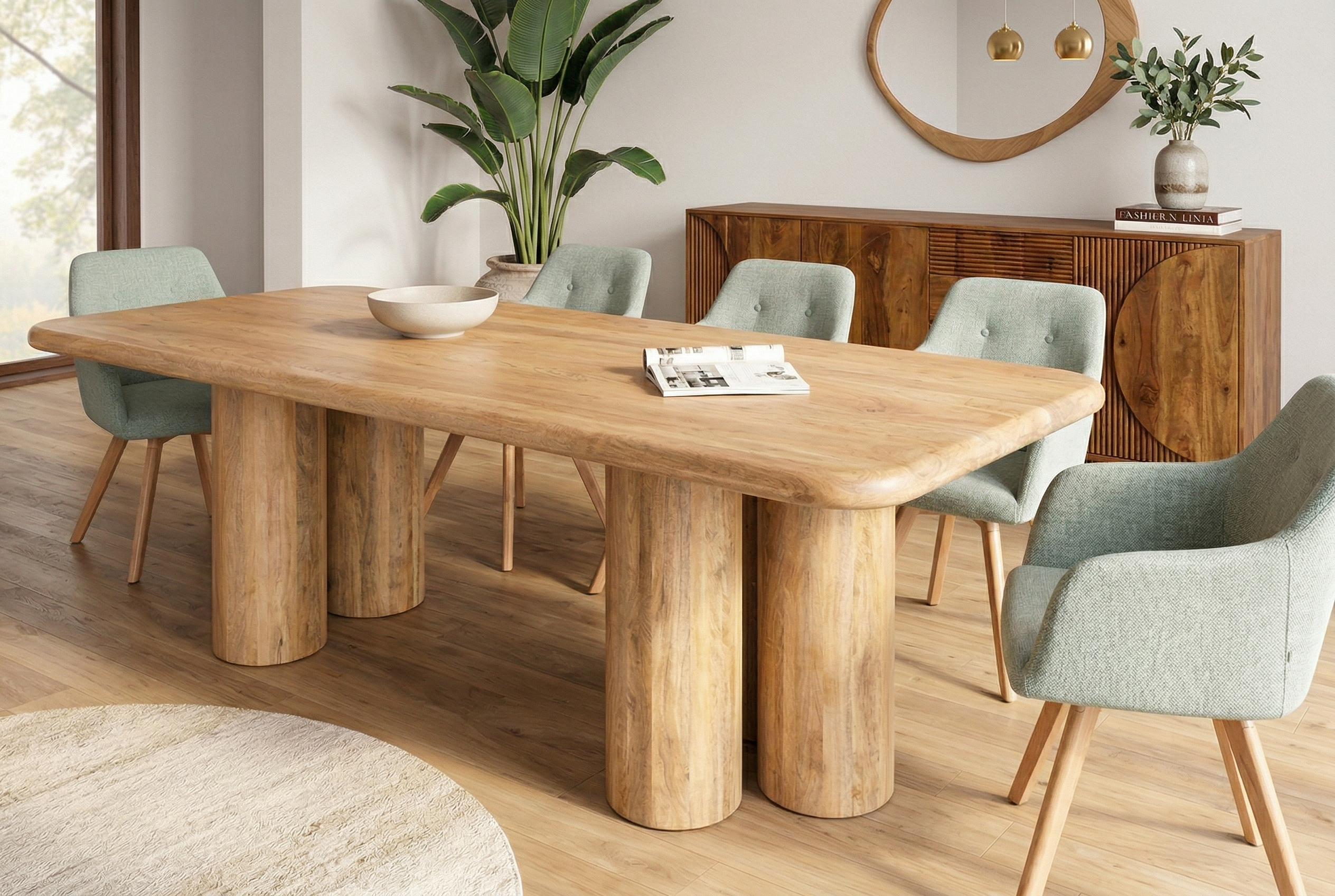 Invicta Masă dining ART DECO - 240cm | Mango, Natural | 240x76x100 cm