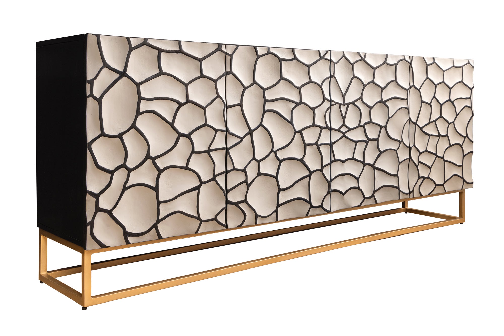 Invicta Comodă VULCANO - 180cm | Mango, Alb | 177x75x38 cm