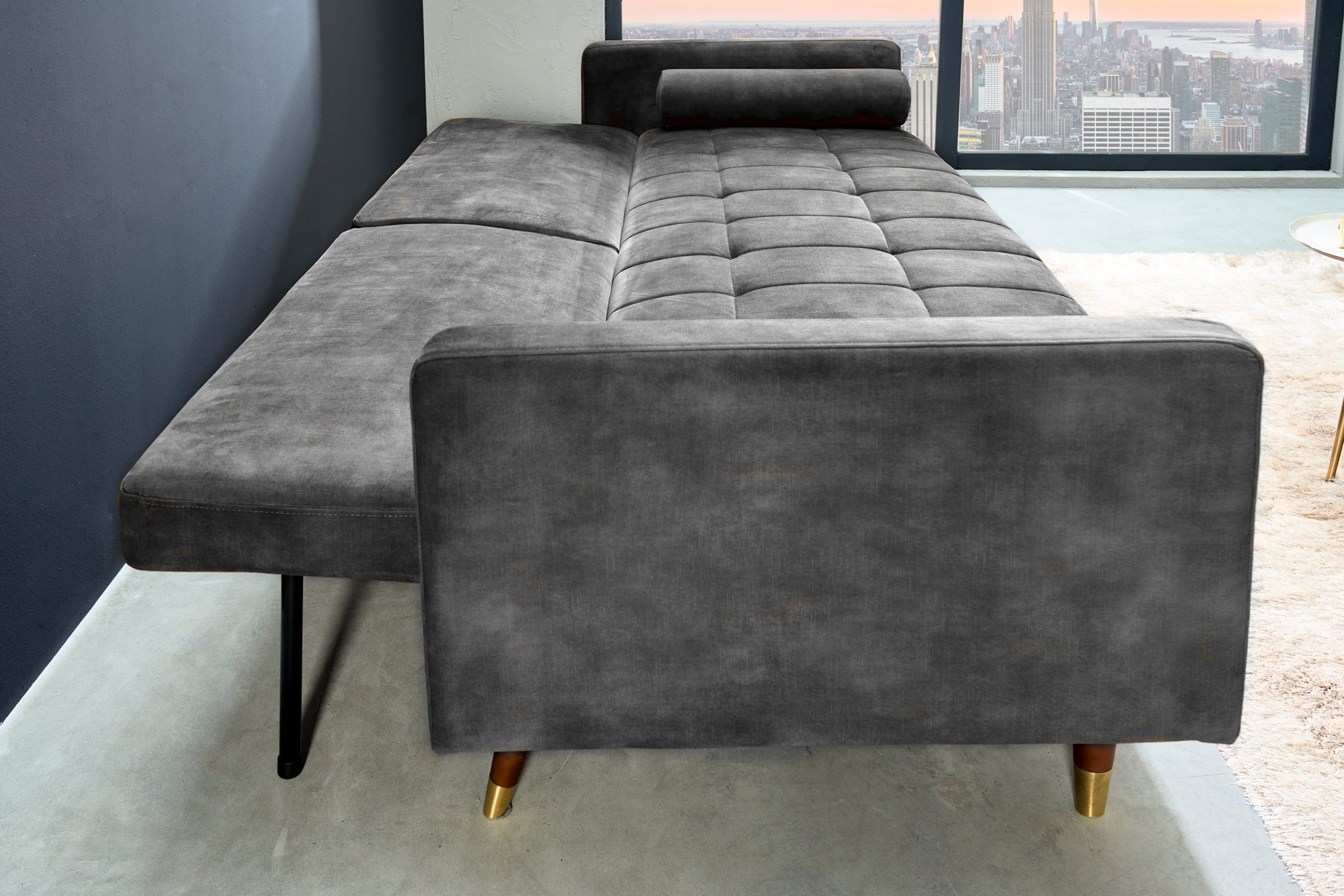 Invicta Canapea extensibilă COUTURE - 200cm | Gri | 196x80x74 cm