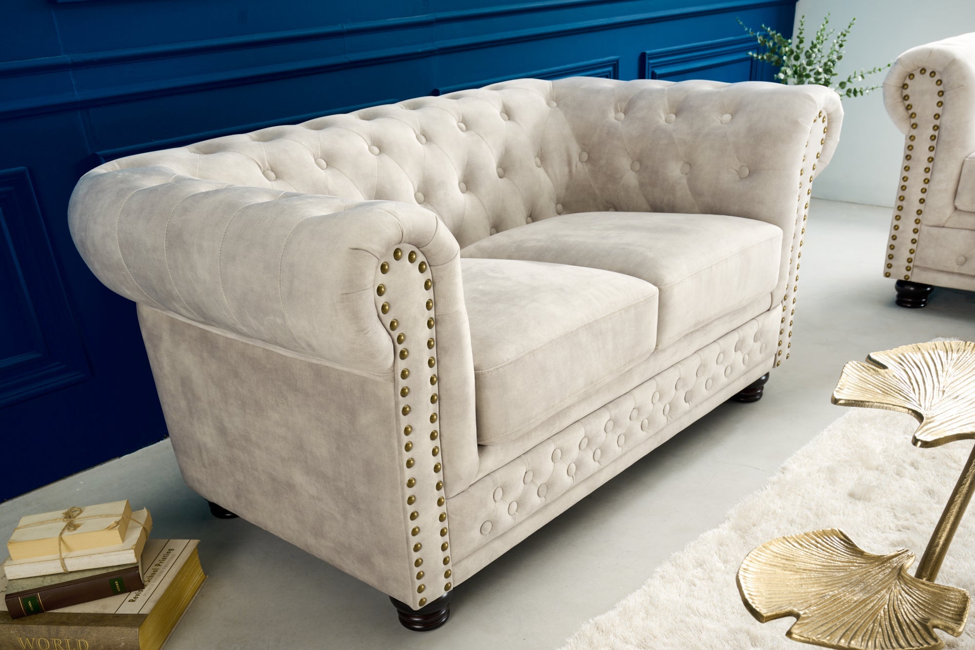 Invicta Canapea CHESTERFIELD - 150cm, 2 Locuri | Catifea | 150x72x87 cm