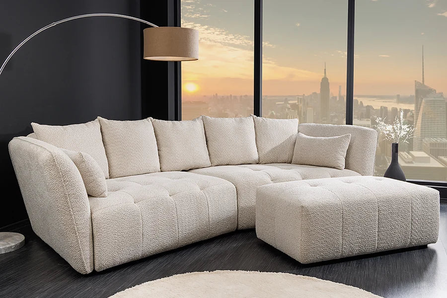 Pachet Complet Living Invicta Interior (6 Piese) – Canapea XL & Banchetă ROYAL, Comodă GATSBY, Măsuță CUBUS, Lampadar WARDROBE și Covor WAVE |  Transport Inclus