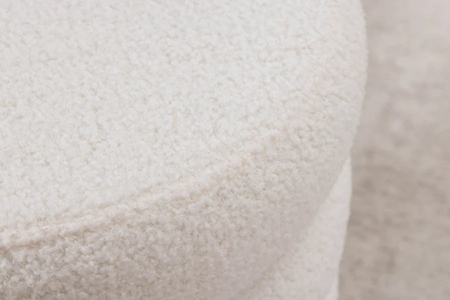 Taburet Rotund Invicta Interior VOGUE 40 cm cu Spațiu de Depozitare, Tapiserie Bouclé Albă