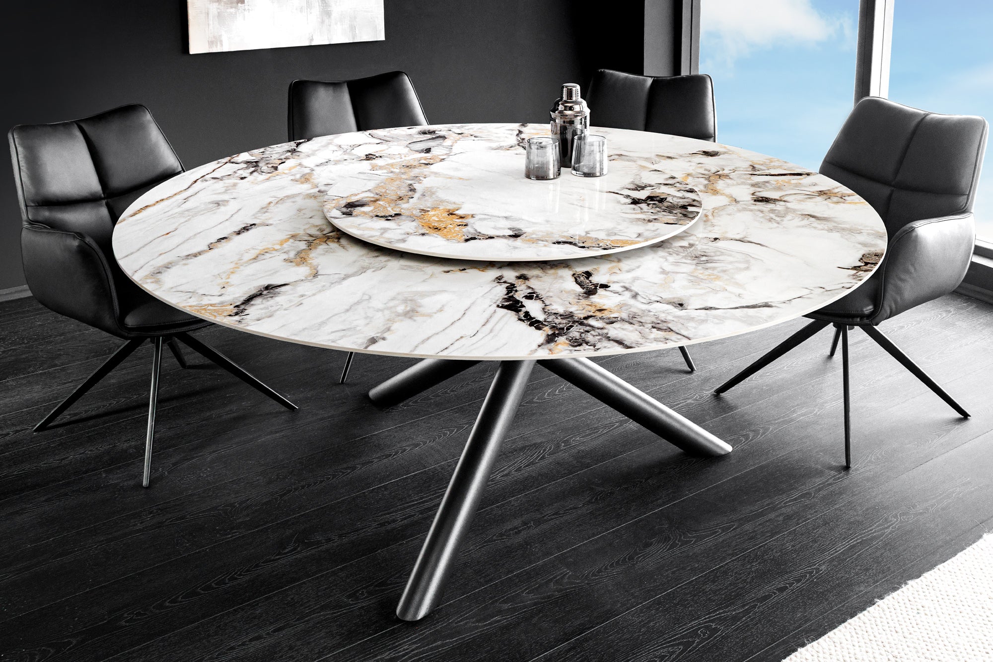 Invicta Masă dining SPIN - 150cm | Marmură, Alb