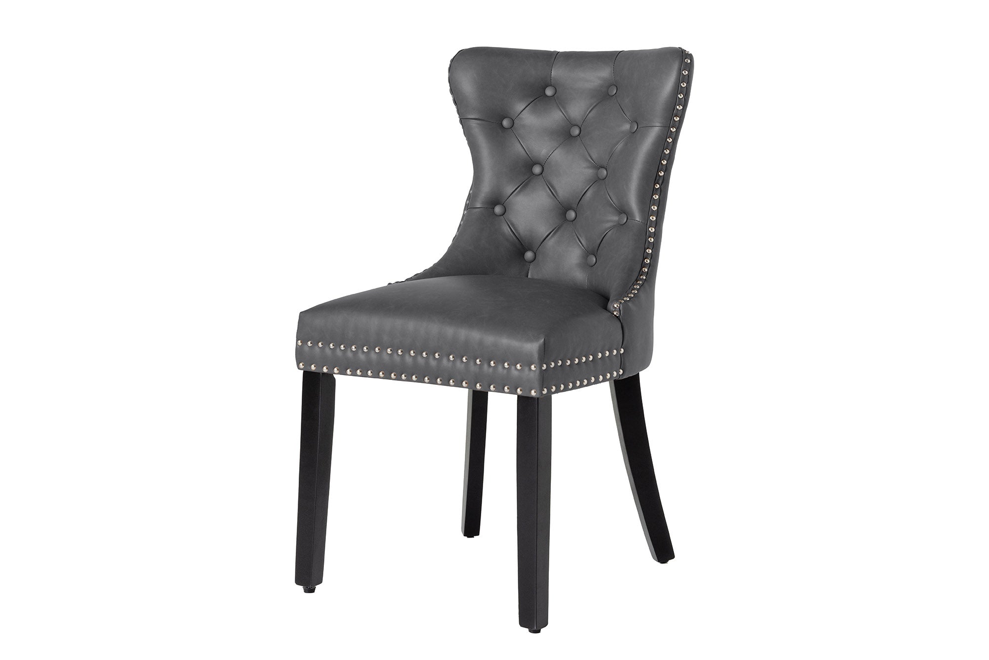 Scaun CASTLE cu mâner, piele ecologică vintage black, stil baroque (set 2 buc)