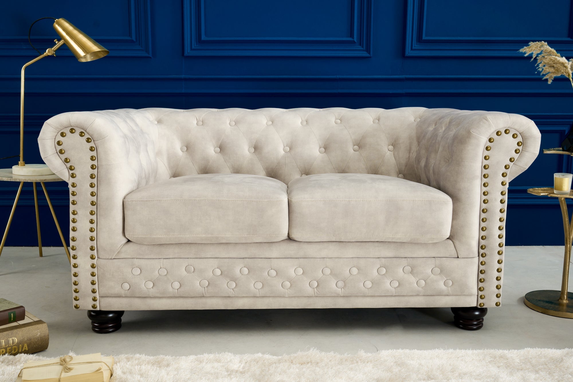 Invicta Canapea CHESTERFIELD - 150cm, 2 Locuri | Catifea | 150x72x87 cm