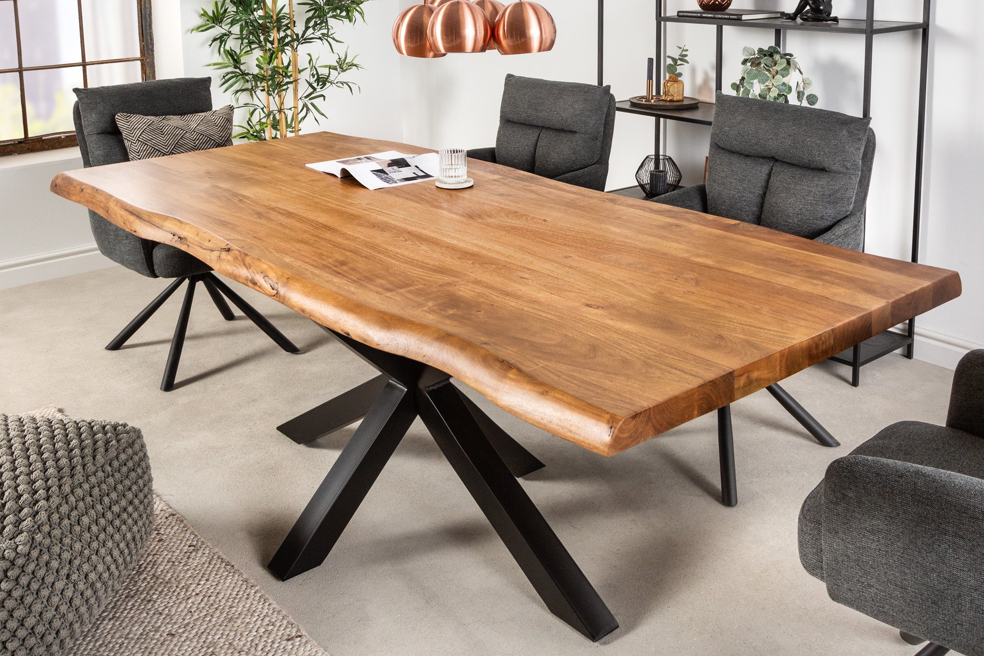 Invicta Masă dining MAMMUT NATURE - 220cm | Acacia, Natural | 220x77x100 cm