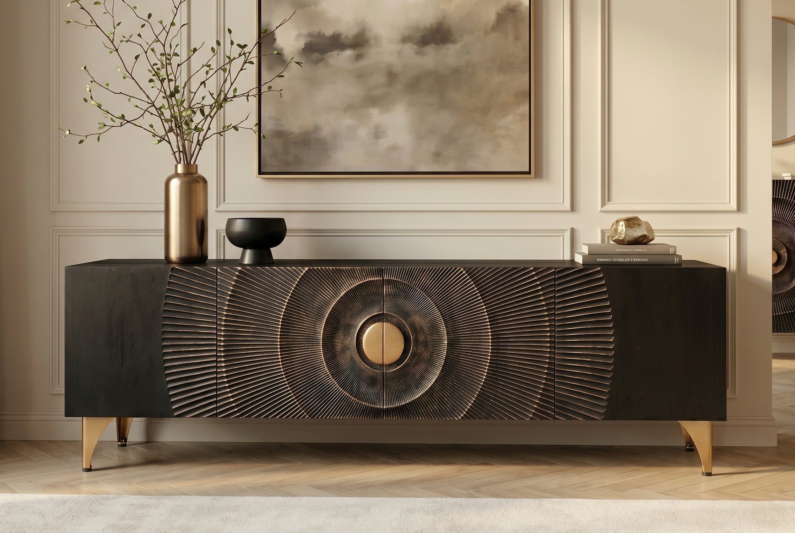 Invicta Comodă TV TV - 180cm | Mango, Negru | 180x55x40 cm