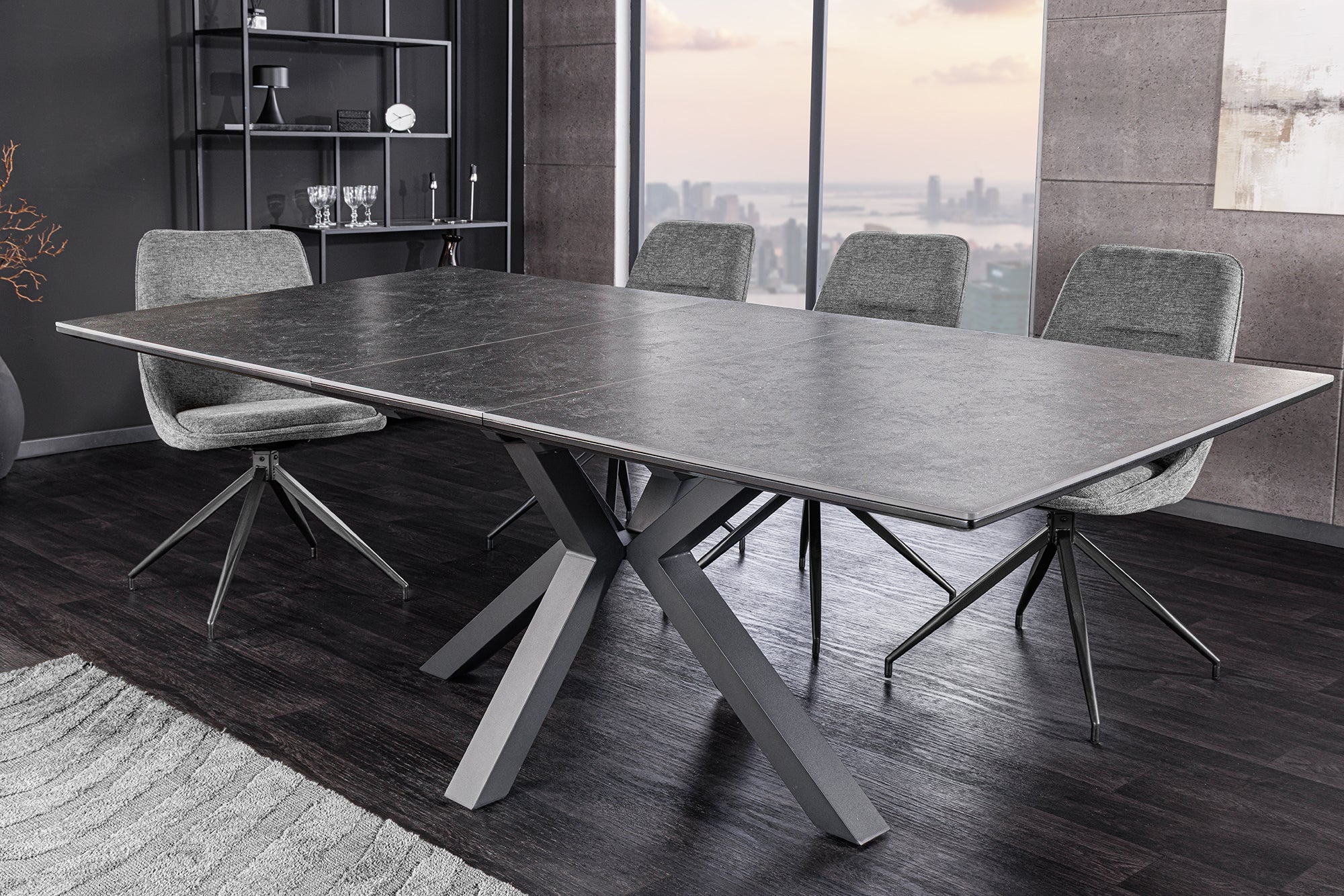 Invicta Masă dining ETERNITY - 200cm | Sticlă, Gri