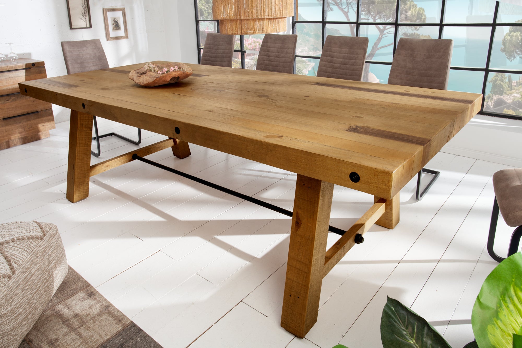 Invicta Masă dining FINCA - 240cm | Pin, Maro | 240x76x110 cm